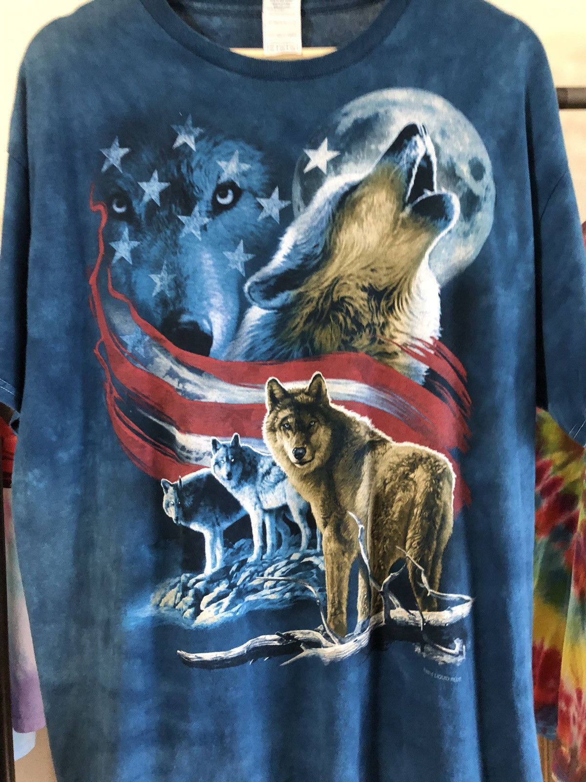 Liquid Blue Tie Dye Wolves American Flag Size US XL / EU 56 / 4 - 1 Thumbnail