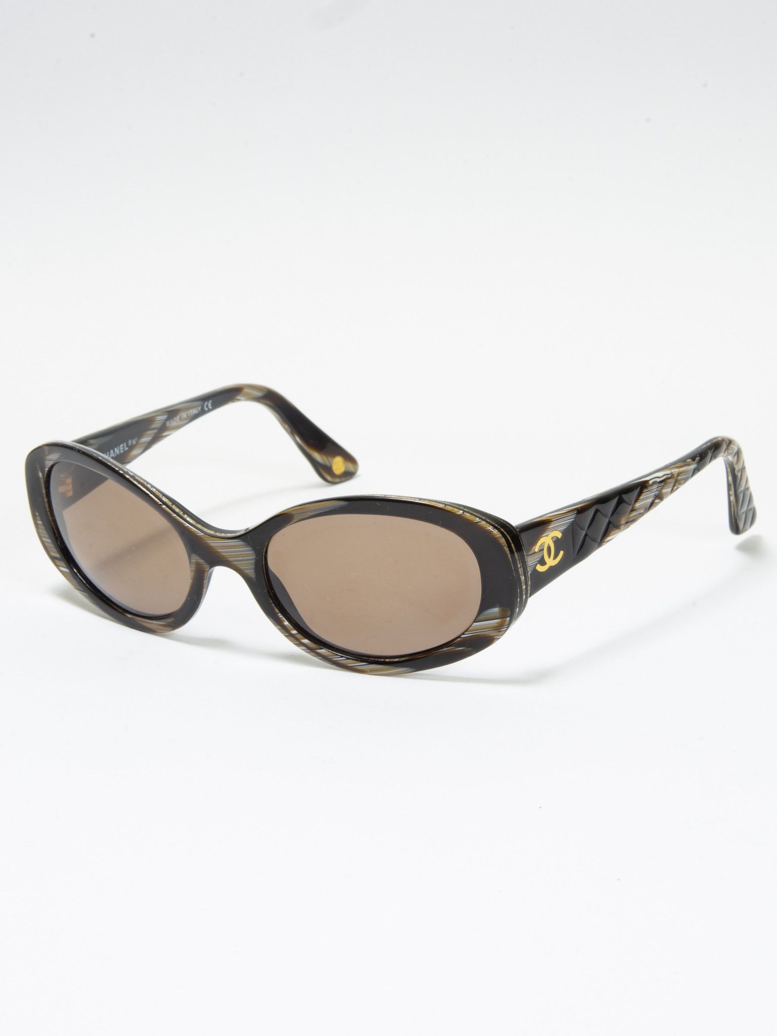 image of Chanel Golden Cc Logo Double Color Sunglasses in Brown/Beige, Women's