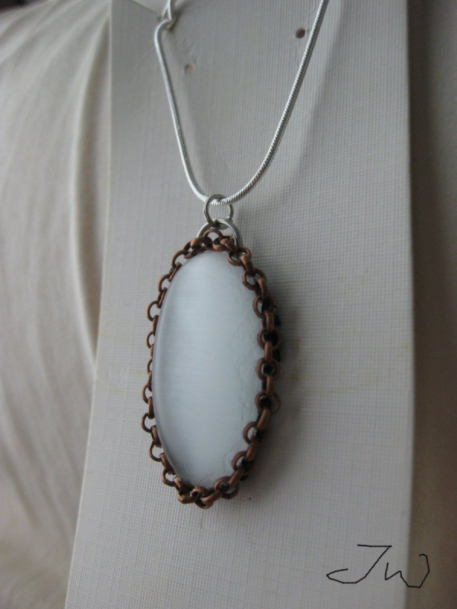Handmade Crystal Oval Pendent Necklace with Brown chain Size ONE SIZE - 2 Thumbnail