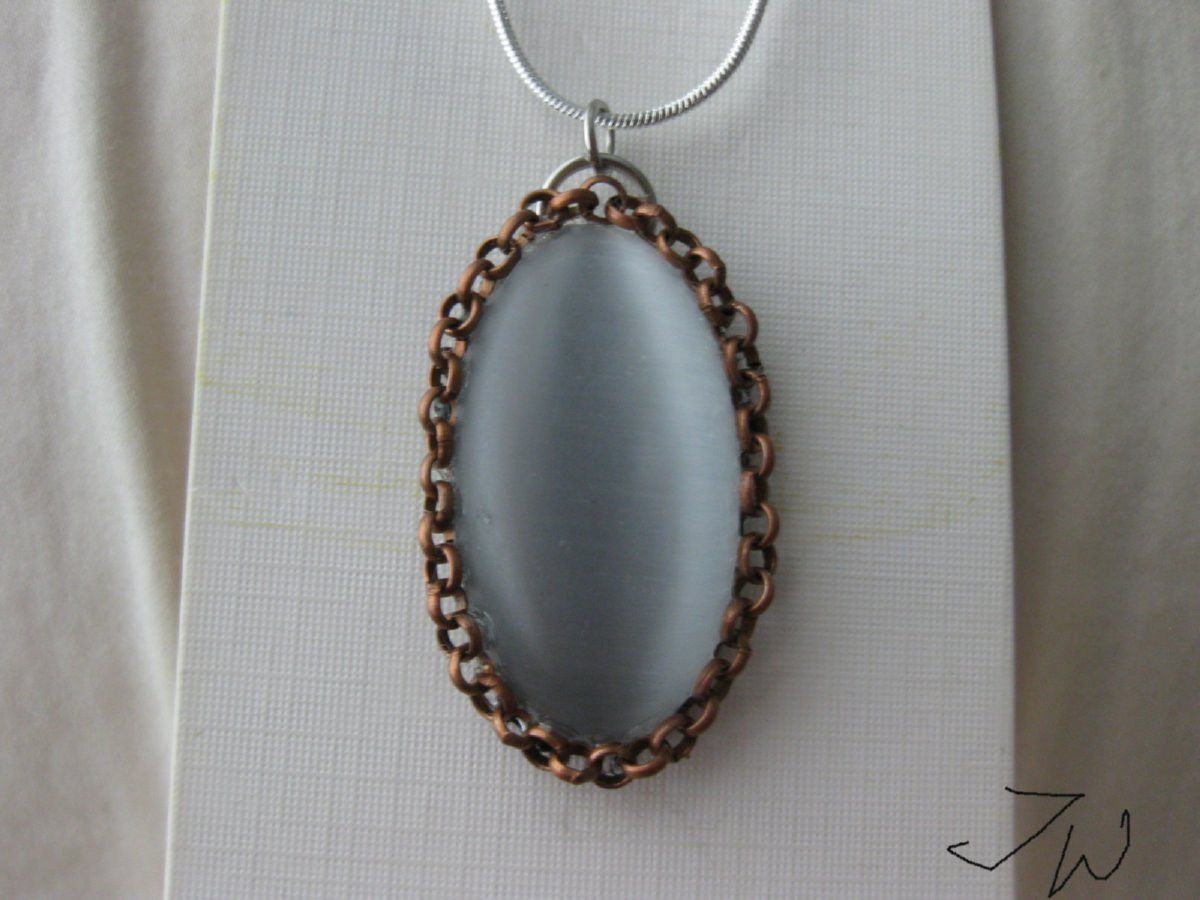 Handmade Crystal Oval Pendent Necklace with Brown chain Size ONE SIZE - 4 Thumbnail