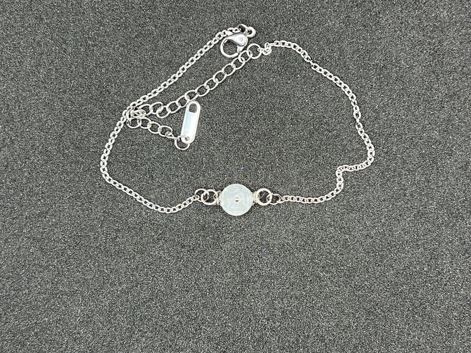 Handmade Coin jade stainless steel chain bracelet Size ONE SIZE - 1 Thumbnail