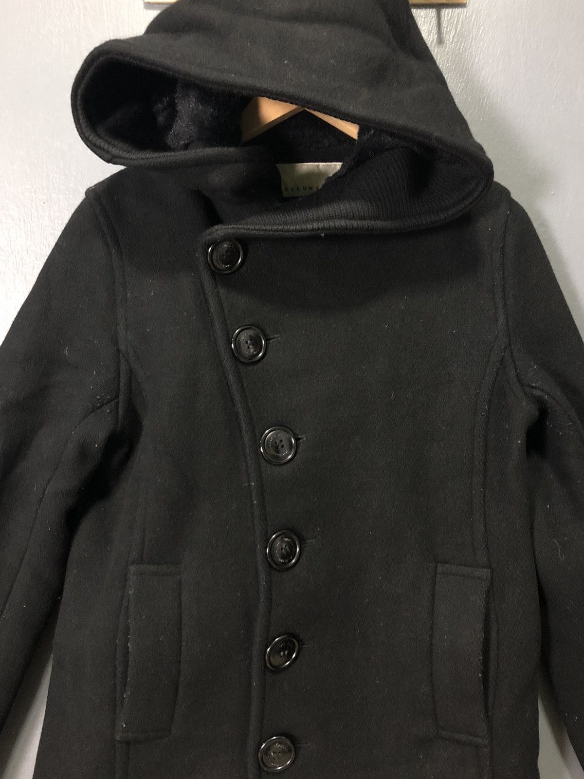 Issey Miyake × Sunao Kuwahara SUNAOKUWAHARA ISSEY MIYAKE BLEND WOOL PEACOAT JACKET HOODIE Size S / US 4 / IT 40 - 2 Thumbnail