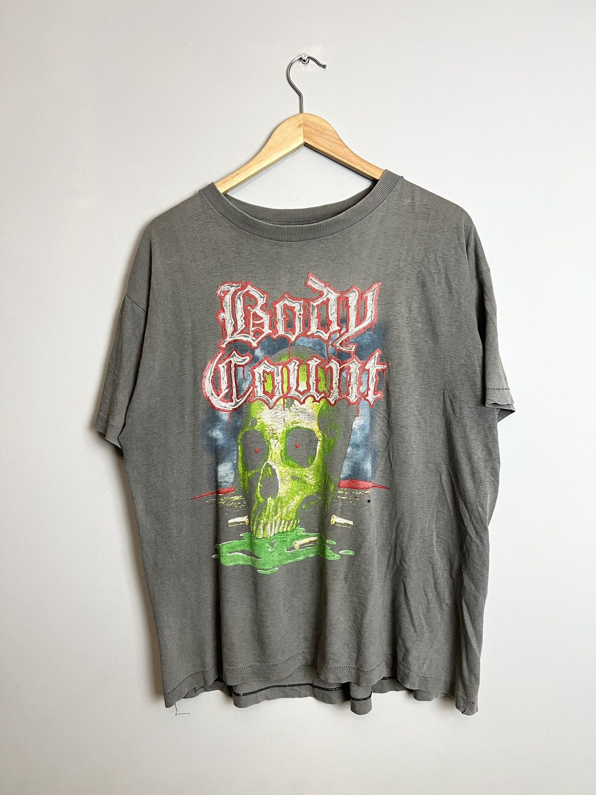 Image of Band Tees x Rap Tees Vintage 90's Body Count Debut Album Brain Damage T Shirt in Faded Black (Size 