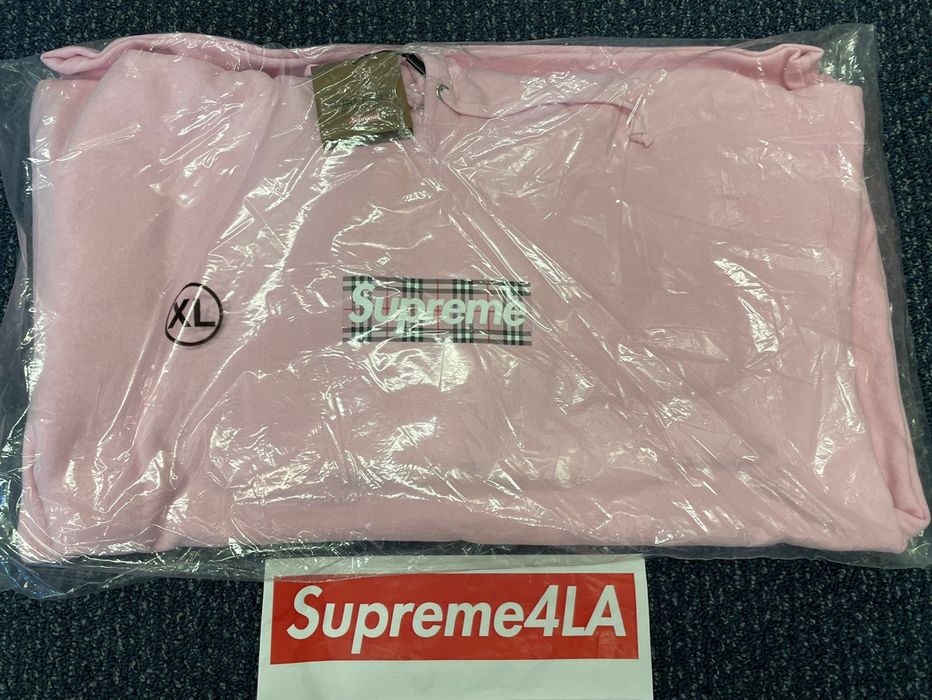 Supreme Supreme Burberry Box Logo Hooded Sweatshirt Pink XL