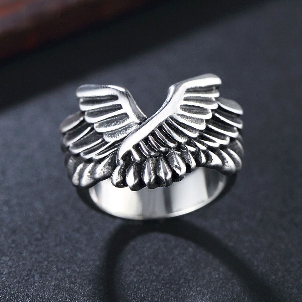 Jewelry 316L Stainless Steel Freedom Angel Wing Ring Size ONE SIZE - 1 Thumbnail