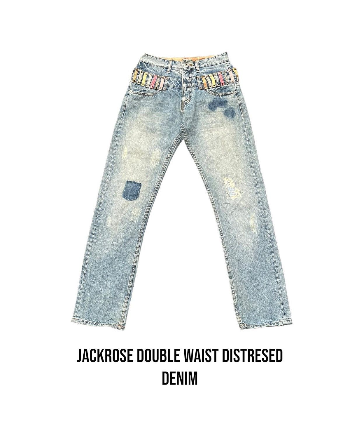 image of Distressed Denim Jackrose Double Waist Distresed Denim in Blue, Men's (Size 29)