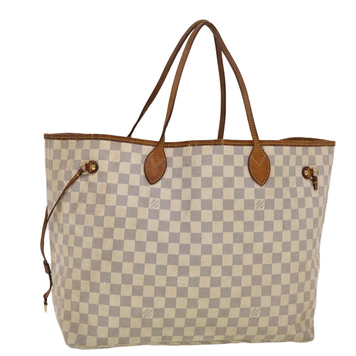 LOUIS VUITTON Damier Azur Neverfull GM Tote Bag N41360 LV Auth