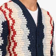 Corridor Handknit Grandpa Crochet Cardigan Size US XL / EU 56 / 4 - 9 Thumbnail