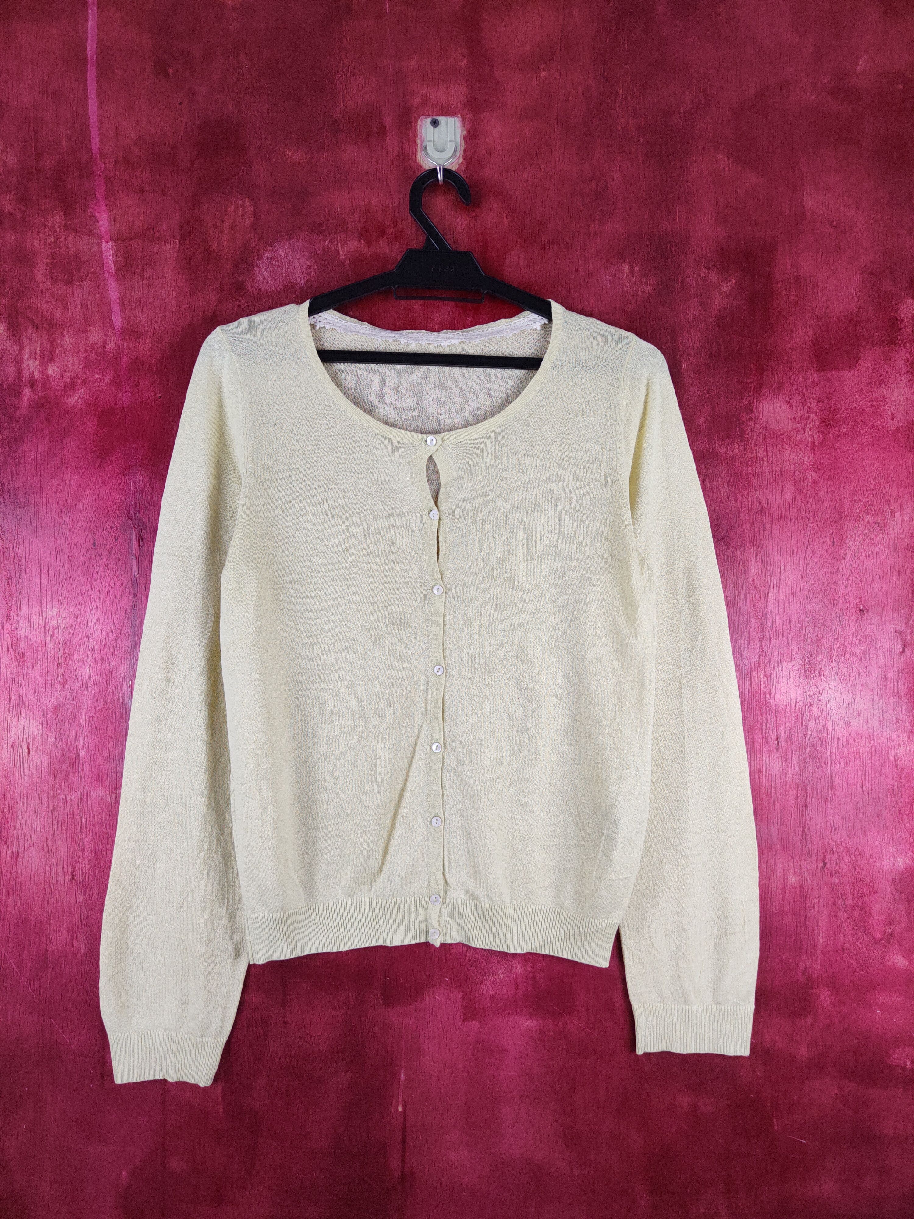 Japanese Brand Earth Music & Ecology Yellow Knitwear Cardigan #S1123 Size S / US 4 / IT 40 - 1 Thumbnail