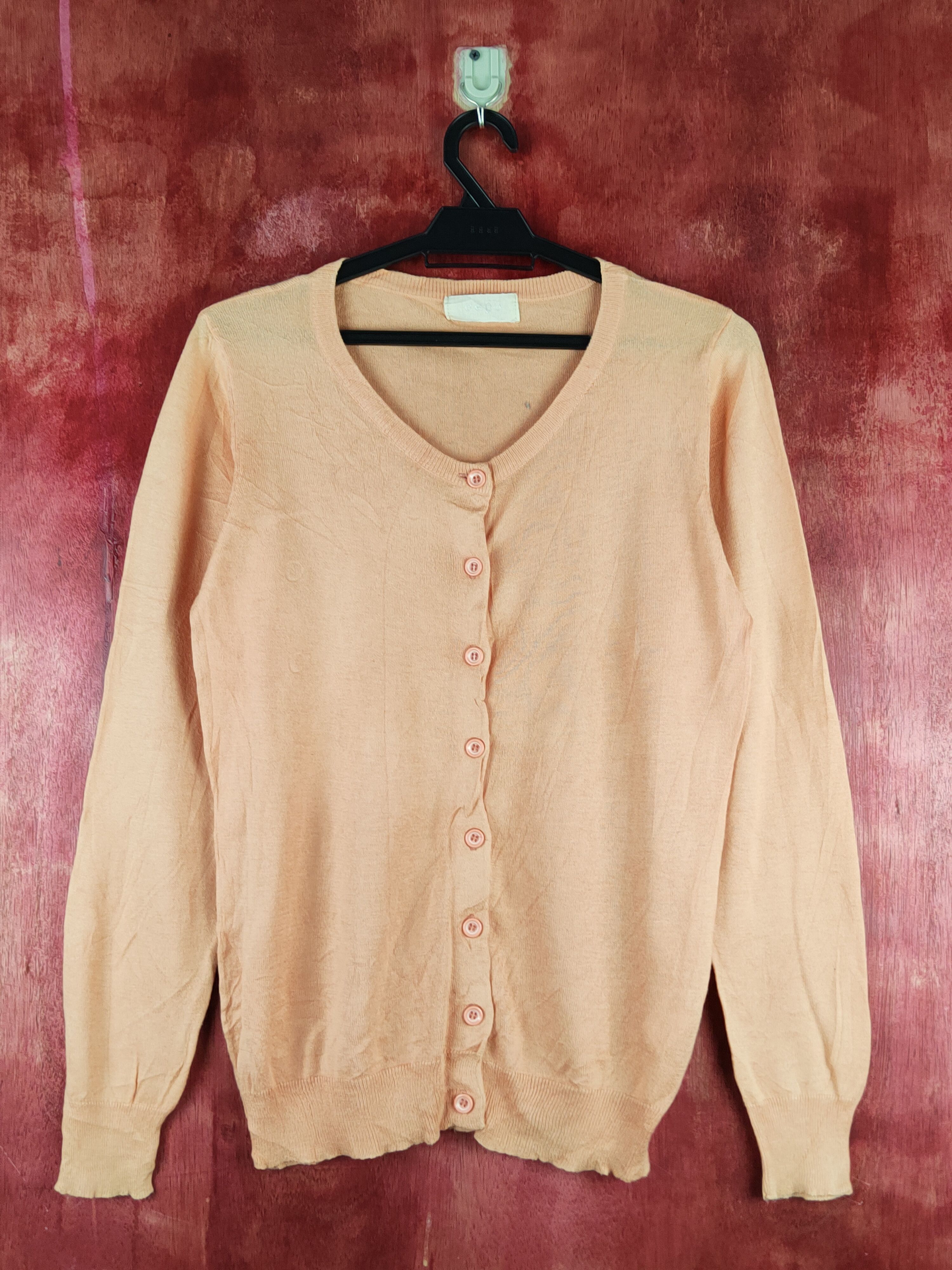 image of Cepo Orange Knitwear Cardigan Vintage Japan S1119, Women's (Size Medium)