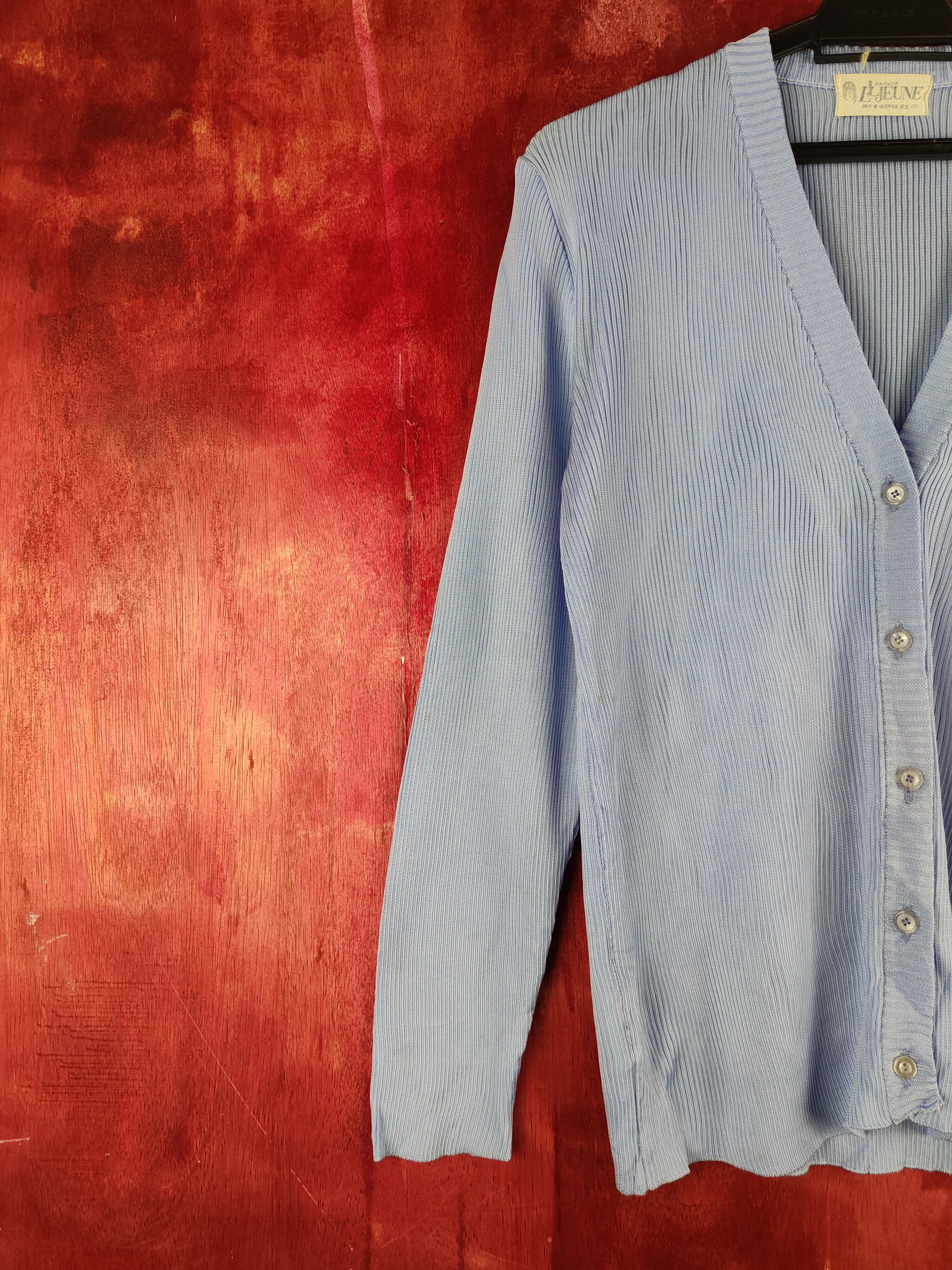 Japanese Brand × Vintage Eljeune Blue faded Knitwear Cardigan vintage japan #S1118 Size M / US 6-8 / IT 42-44 - 3 Thumbnail