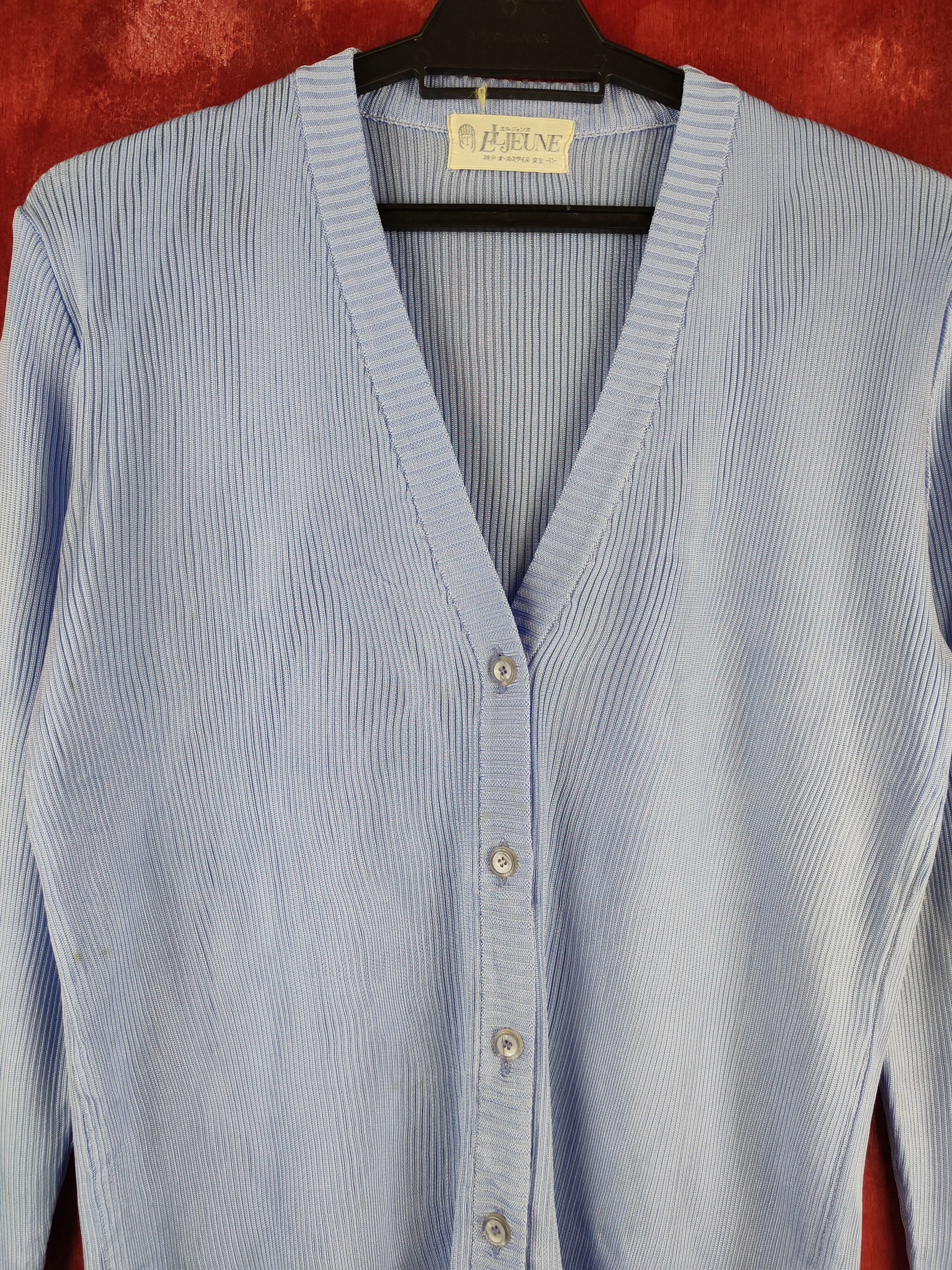 Japanese Brand × Vintage Eljeune Blue faded Knitwear Cardigan vintage japan #S1118 Size M / US 6-8 / IT 42-44 - 2 Thumbnail