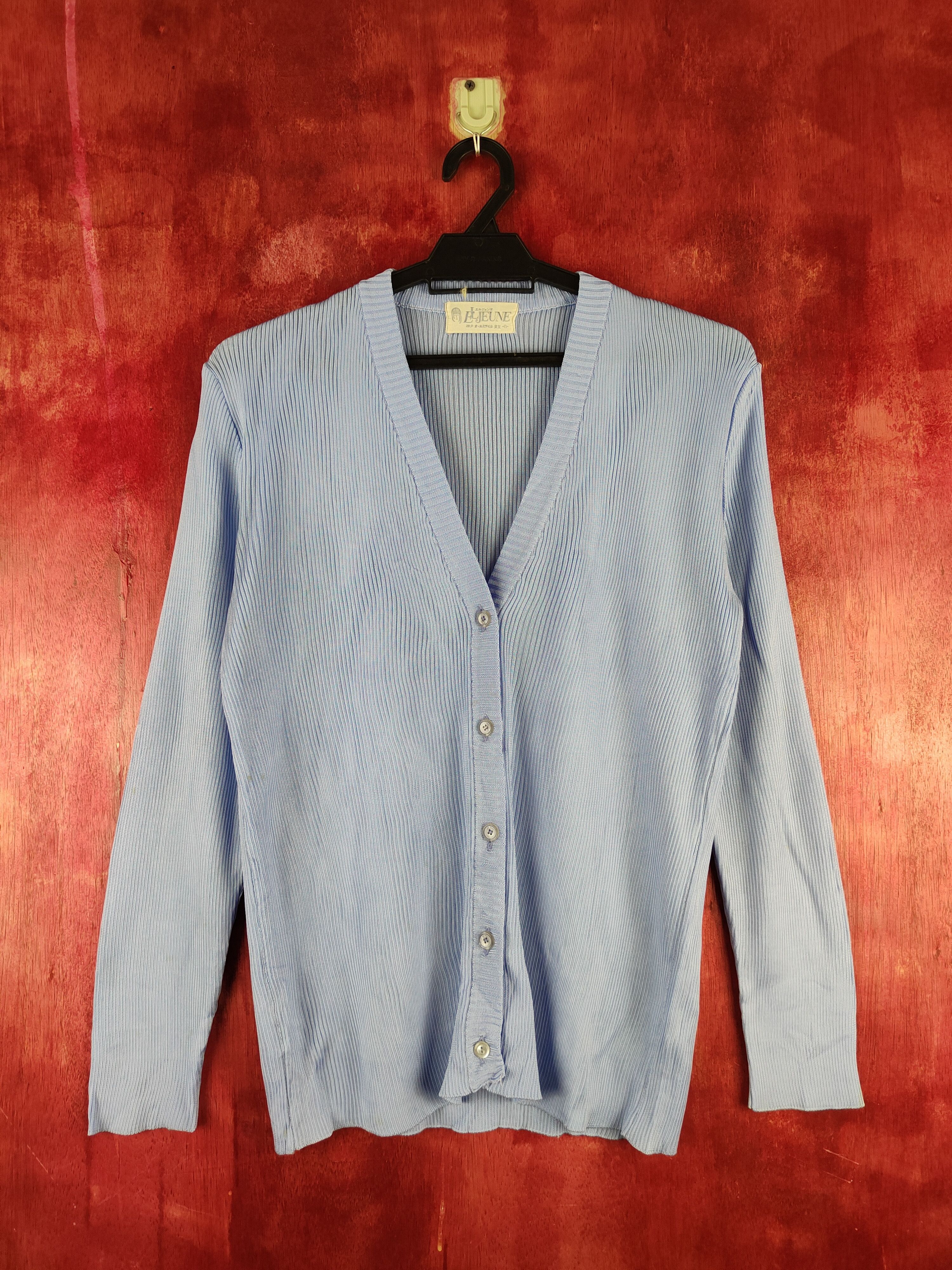 Japanese Brand × Vintage Eljeune Blue faded Knitwear Cardigan vintage japan #S1118 Size M / US 6-8 / IT 42-44 - 1 Thumbnail