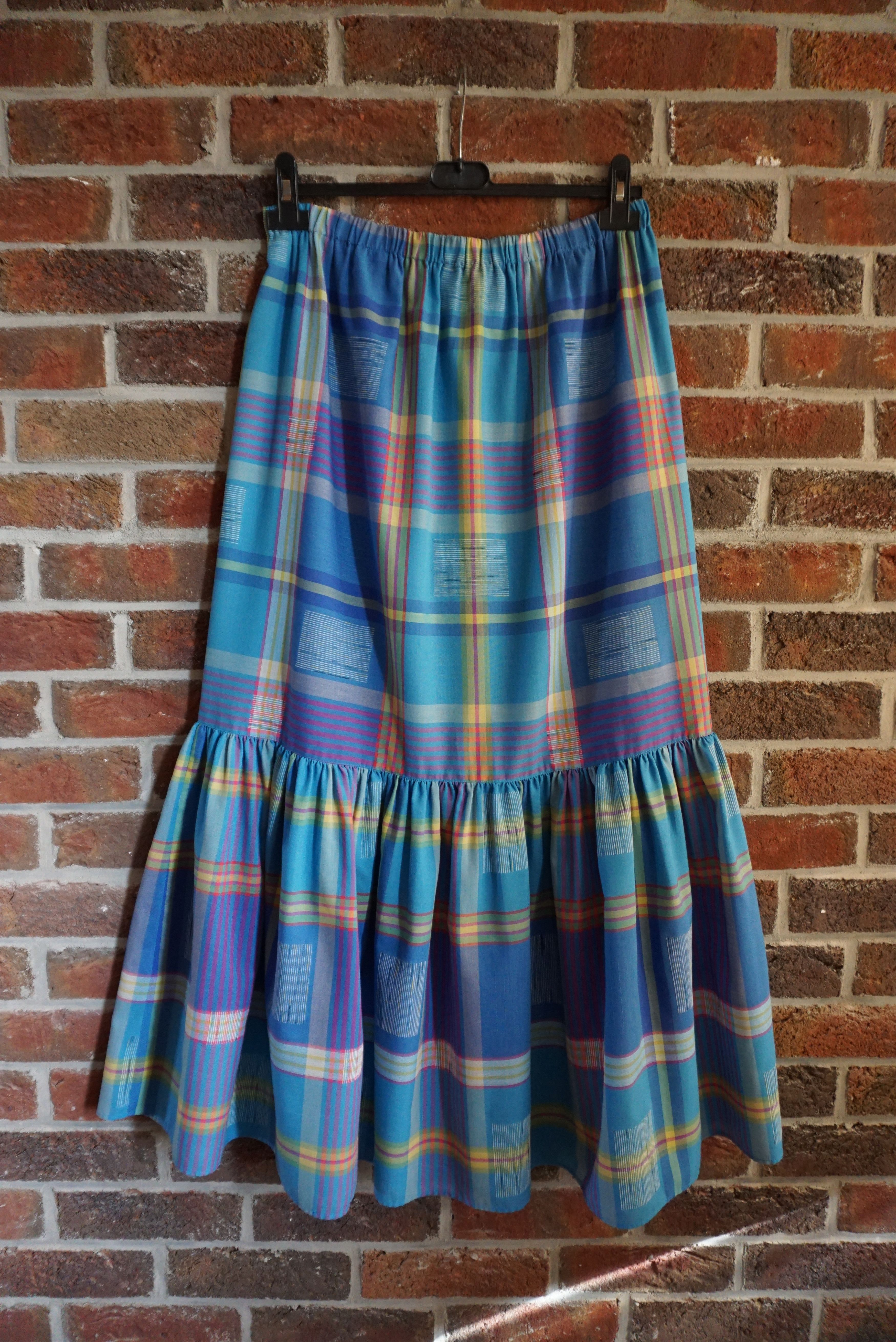 Designer True Vintage 80s 70s long skirt M 6/8 36 check French twiggy Size 28" / US 6 / IT 42 - 2 Thumbnail