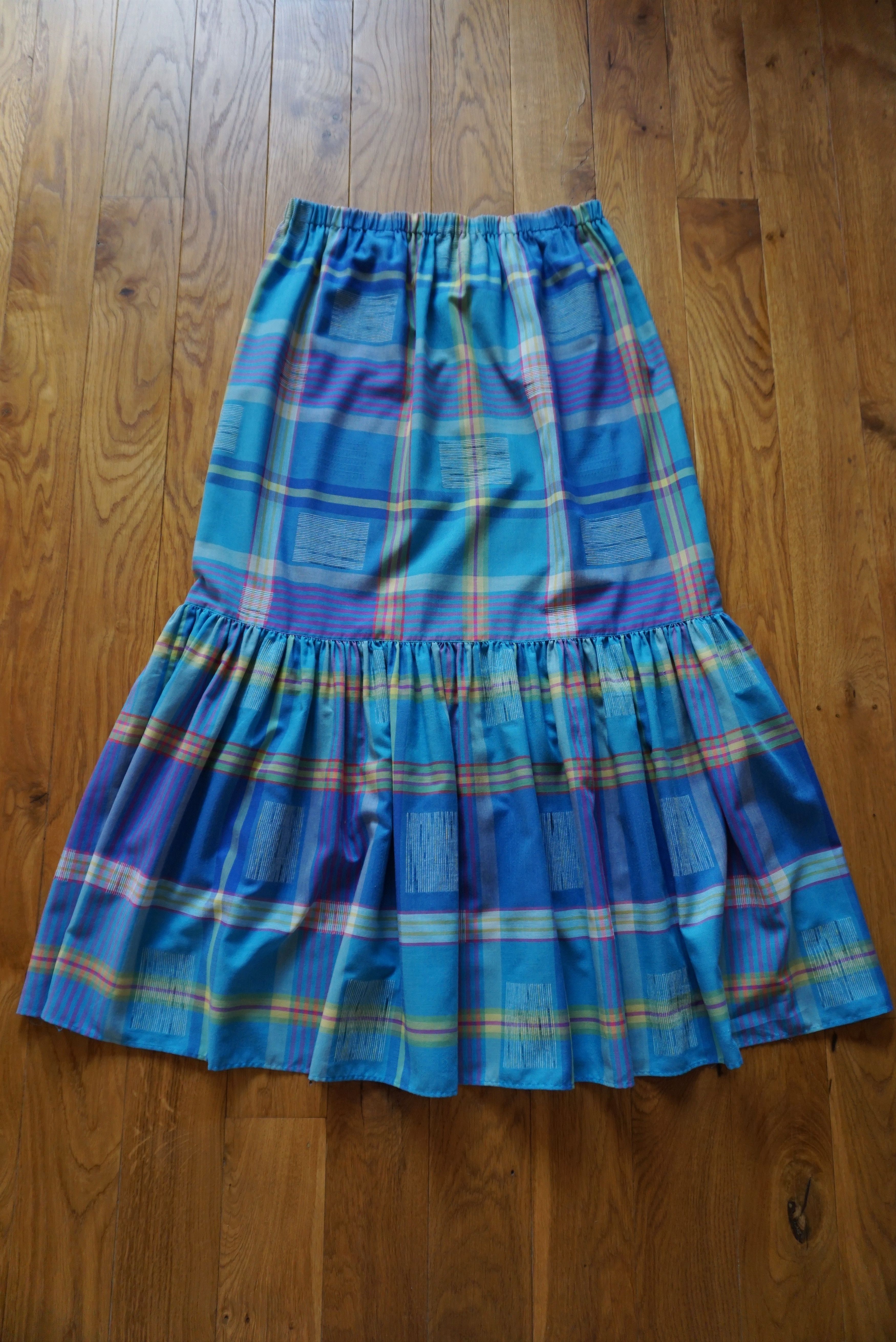 Designer True Vintage 80s 70s long skirt M 6/8 36 check French twiggy Size 28" / US 6 / IT 42 - 20 Thumbnail