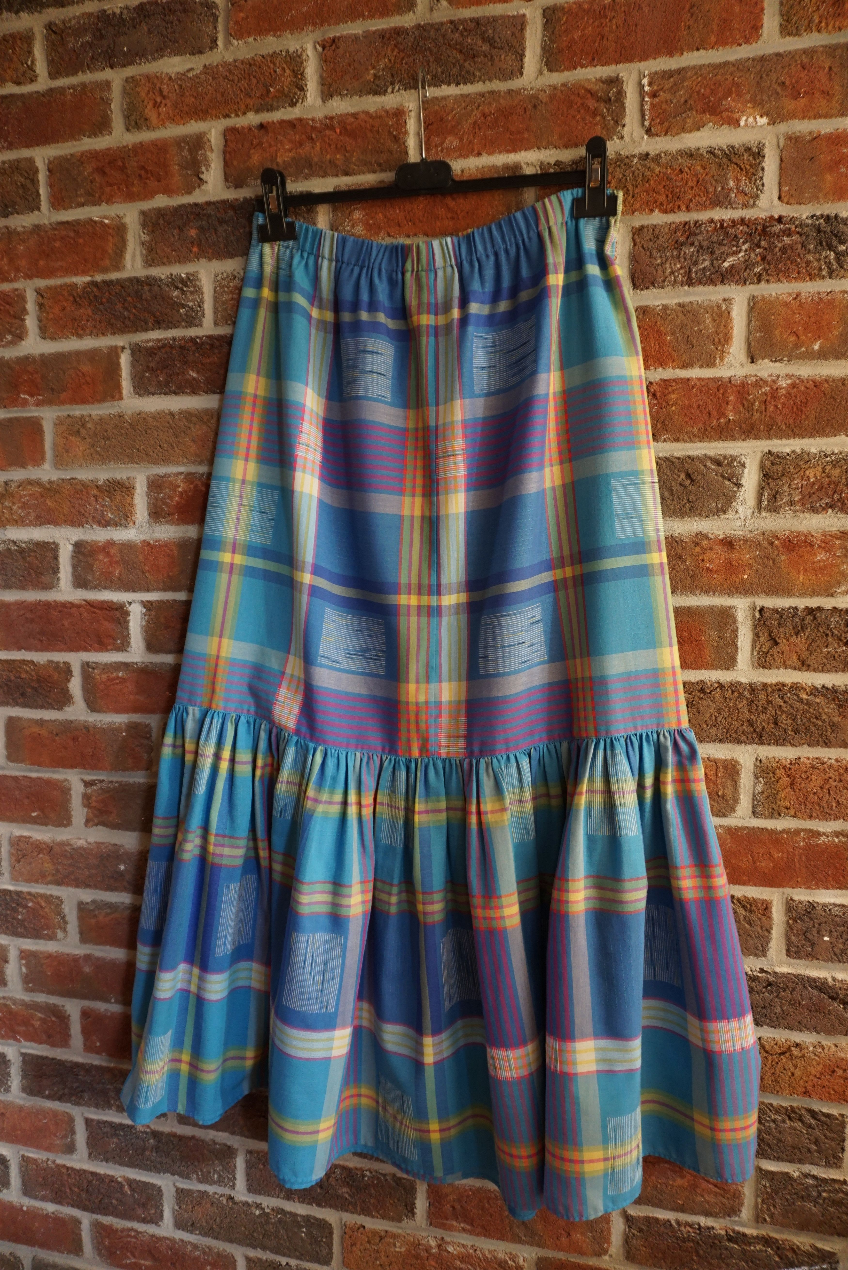 Designer True Vintage 80s 70s long skirt M 6/8 36 check French twiggy Size 28" / US 6 / IT 42 - 6 Thumbnail