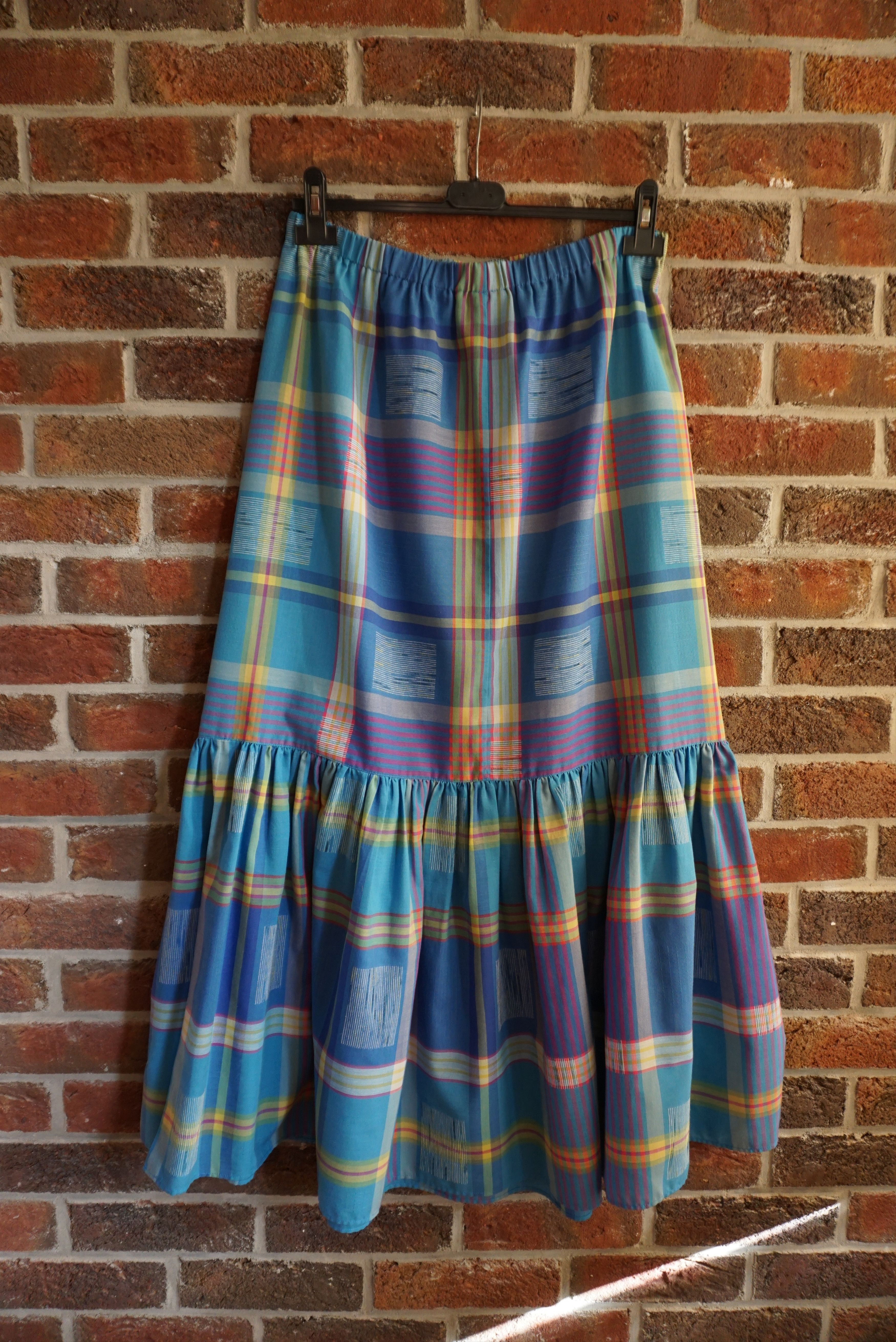 Designer True Vintage 80s 70s long skirt M 6/8 36 check French twiggy Size 28" / US 6 / IT 42 - 5 Thumbnail