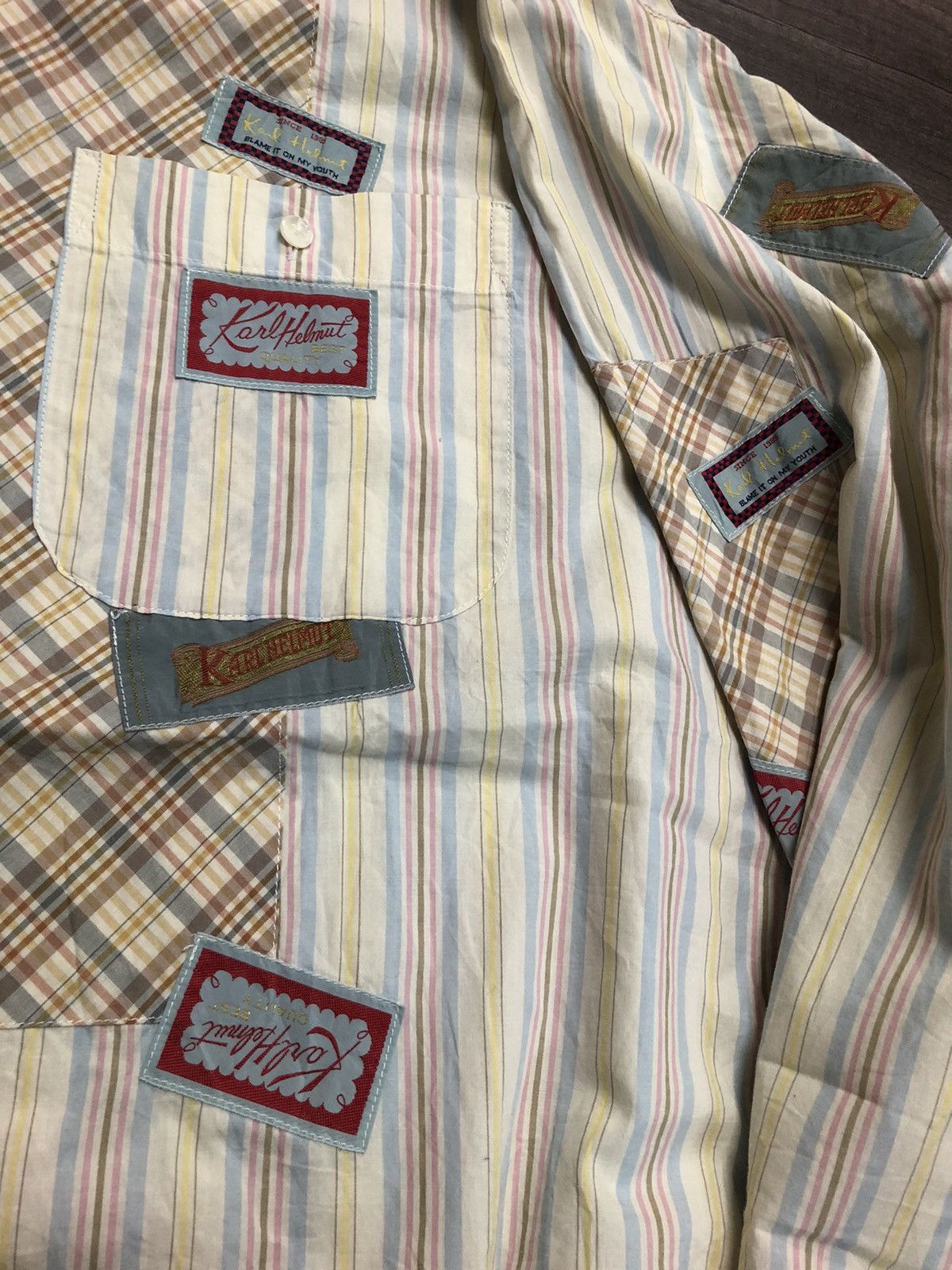Karl Helmut × Vintage Vintage Karl Helmut Patches Long Sleeve Shirt Size XXL / US 16-18 / IT 52-54 - 18 Thumbnail