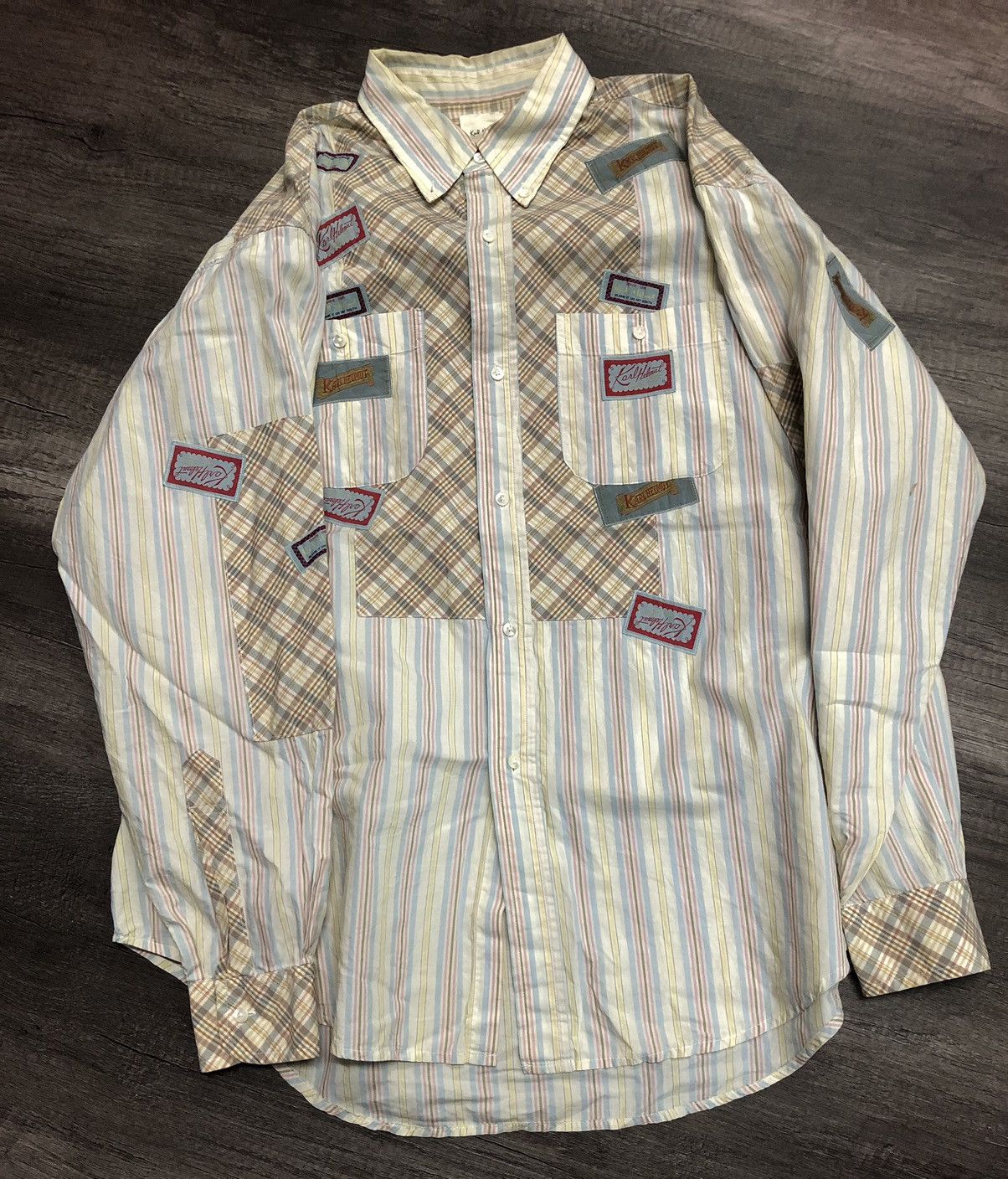 Karl Helmut × Vintage Vintage Karl Helmut Patches Long Sleeve Shirt Size XXL / US 16-18 / IT 52-54 - 3 Thumbnail