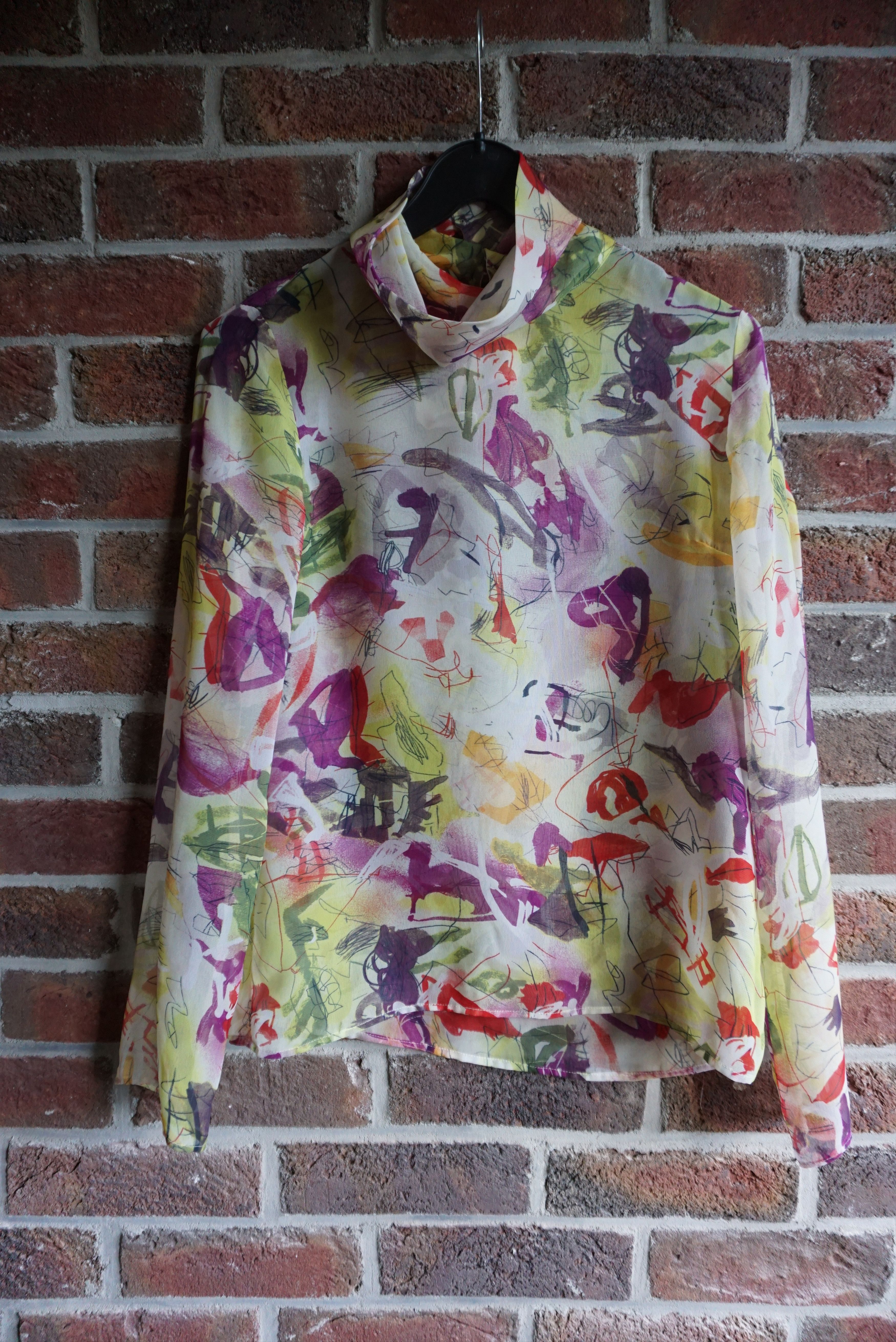 Designer Wool&Cotton Italy top S 2/4 top blouse light chiffon sheer Size S / US 4 / IT 40 - 2 Thumbnail