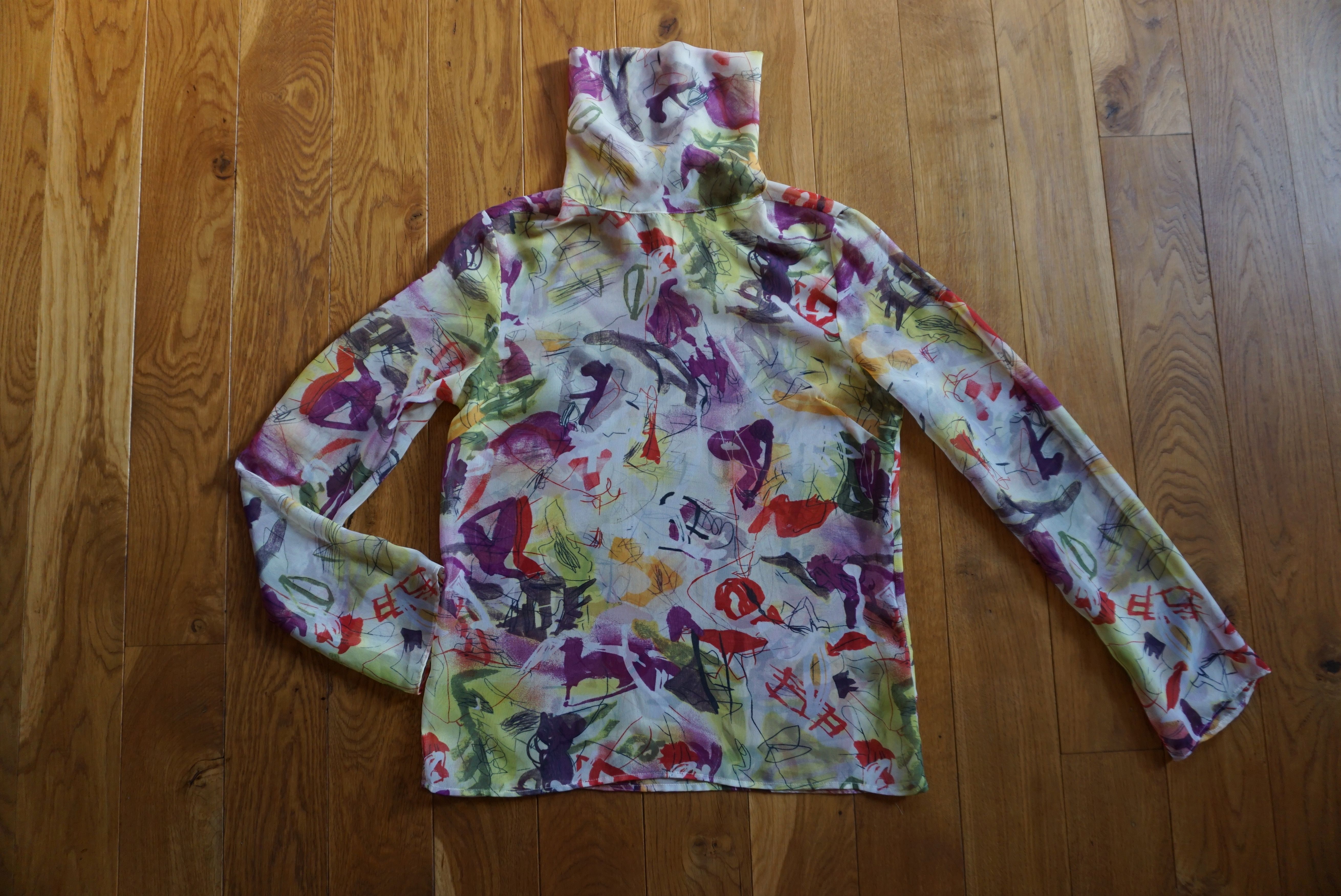 Designer Wool&Cotton Italy top S 2/4 top blouse light chiffon sheer Size S / US 4 / IT 40 - 4 Thumbnail