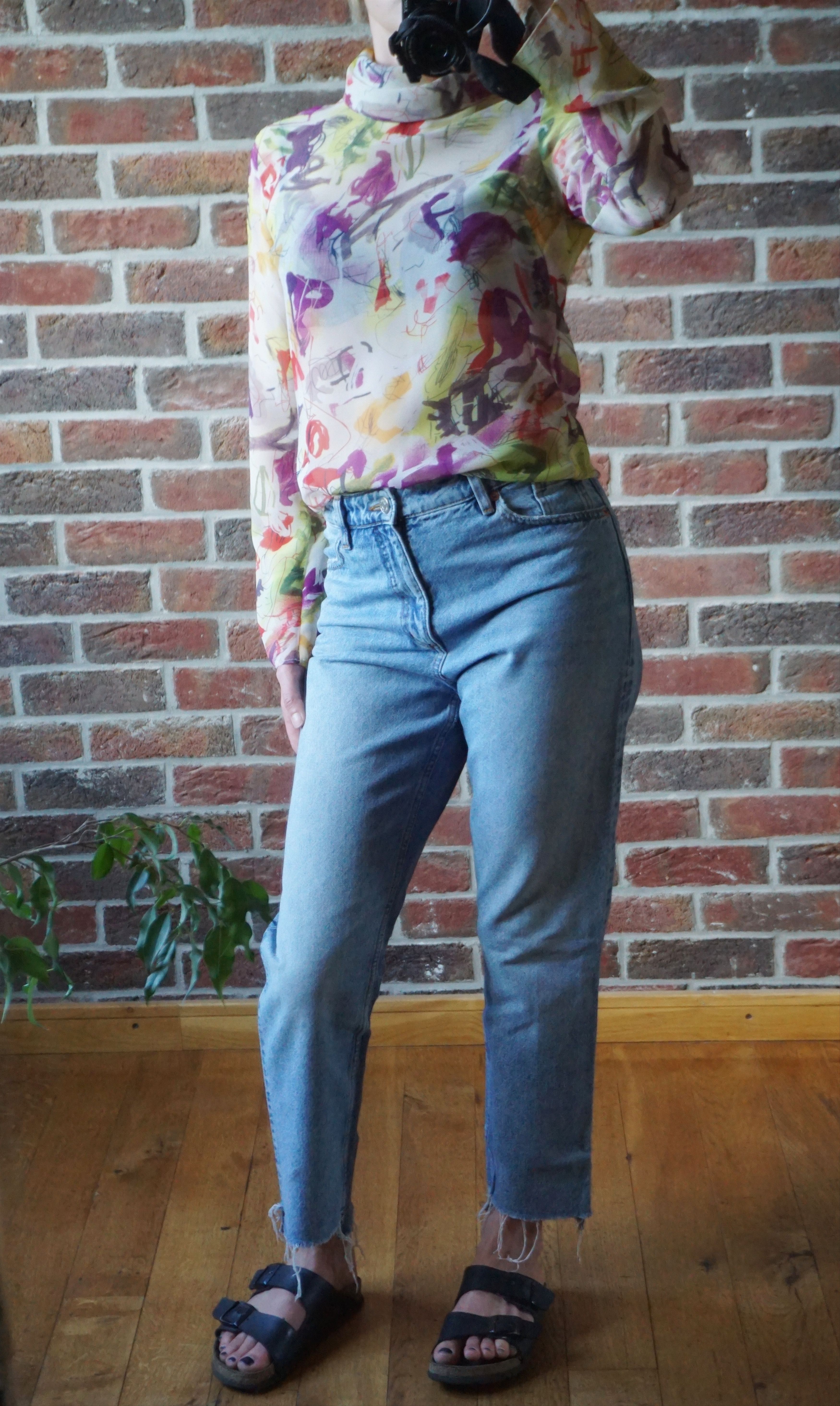 Designer Wool&Cotton Italy top S 2/4 top blouse light chiffon sheer Size S / US 4 / IT 40 - 5 Thumbnail