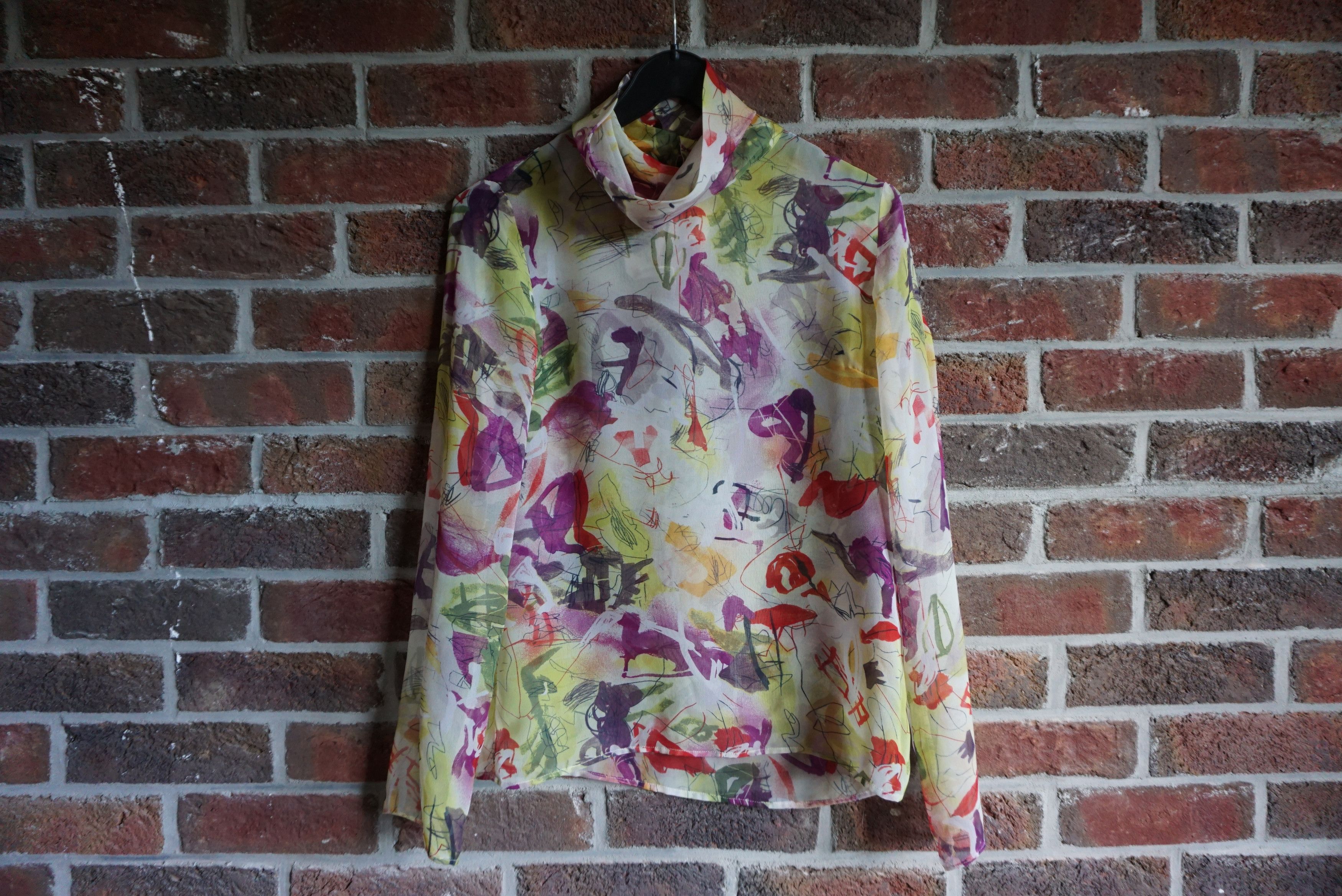 Designer Wool&Cotton Italy top S 2/4 top blouse light chiffon sheer Size S / US 4 / IT 40 - 11 Thumbnail