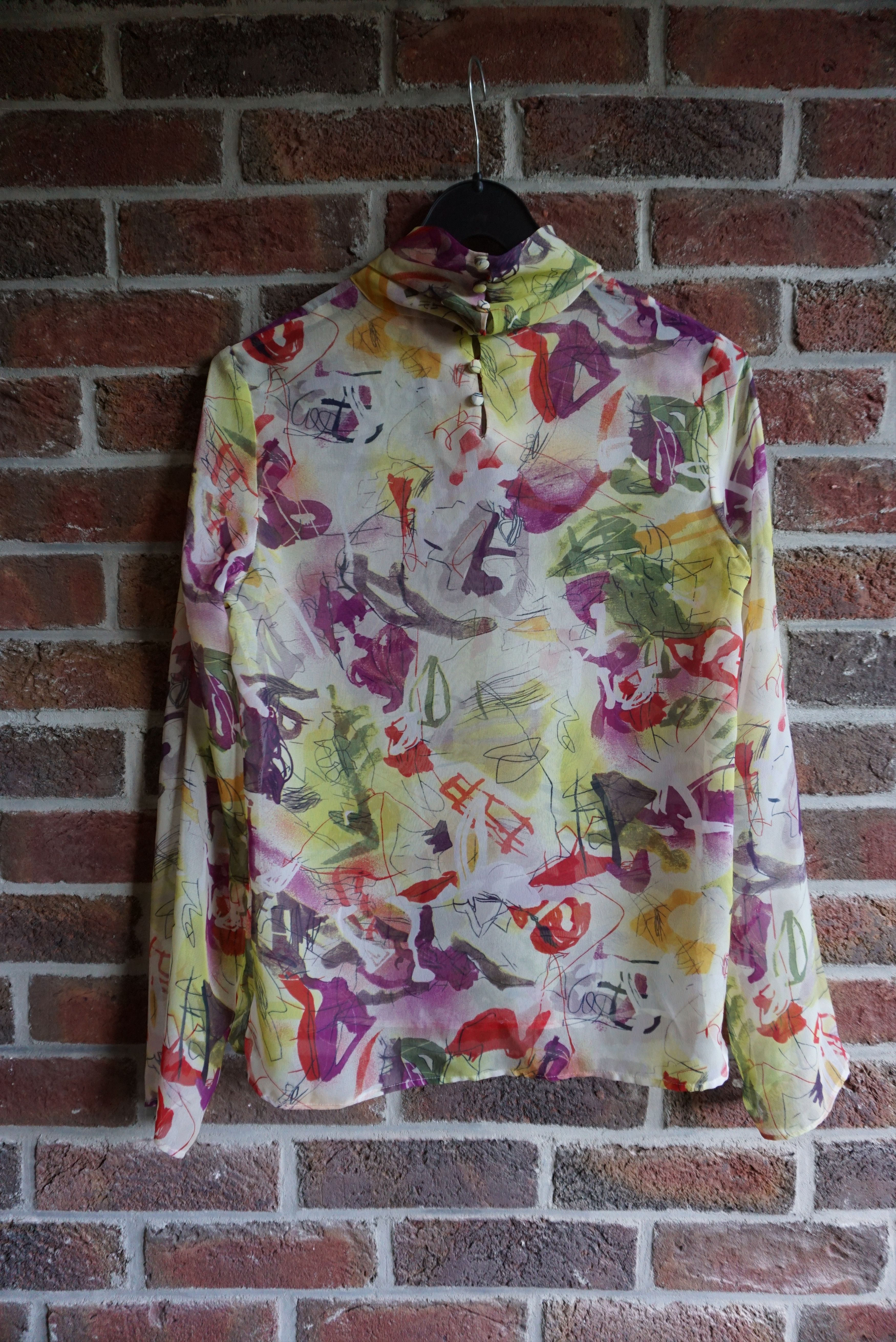 Designer Wool&Cotton Italy top S 2/4 top blouse light chiffon sheer Size S / US 4 / IT 40 - 13 Thumbnail