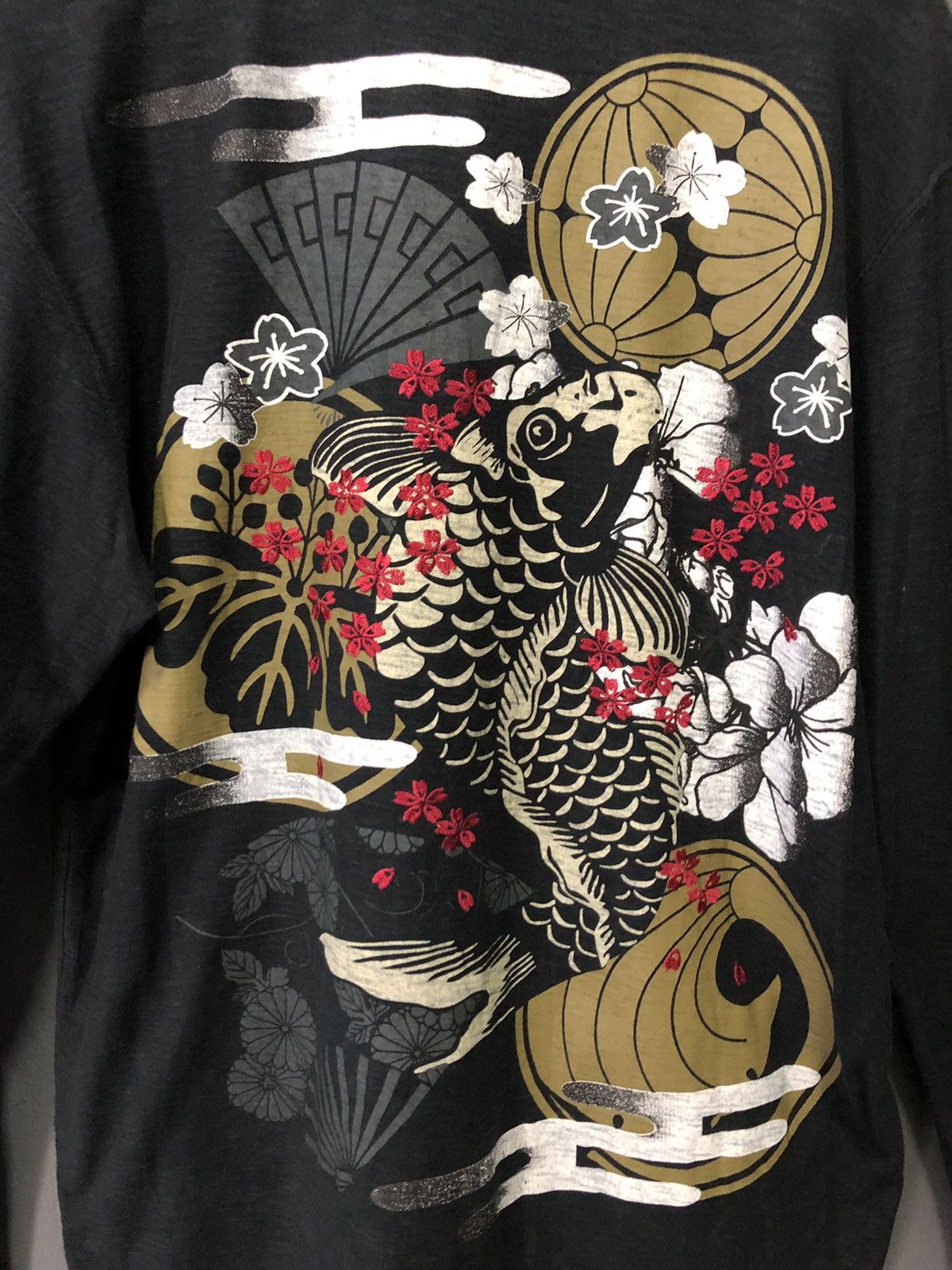 Japanese Brand × Vintage VINTAGE JAPANESE SUKAJAN KOI FISH YAKUZA GANG POLO SHIRT Size US M / EU 48-50 / 2 - 2 Thumbnail