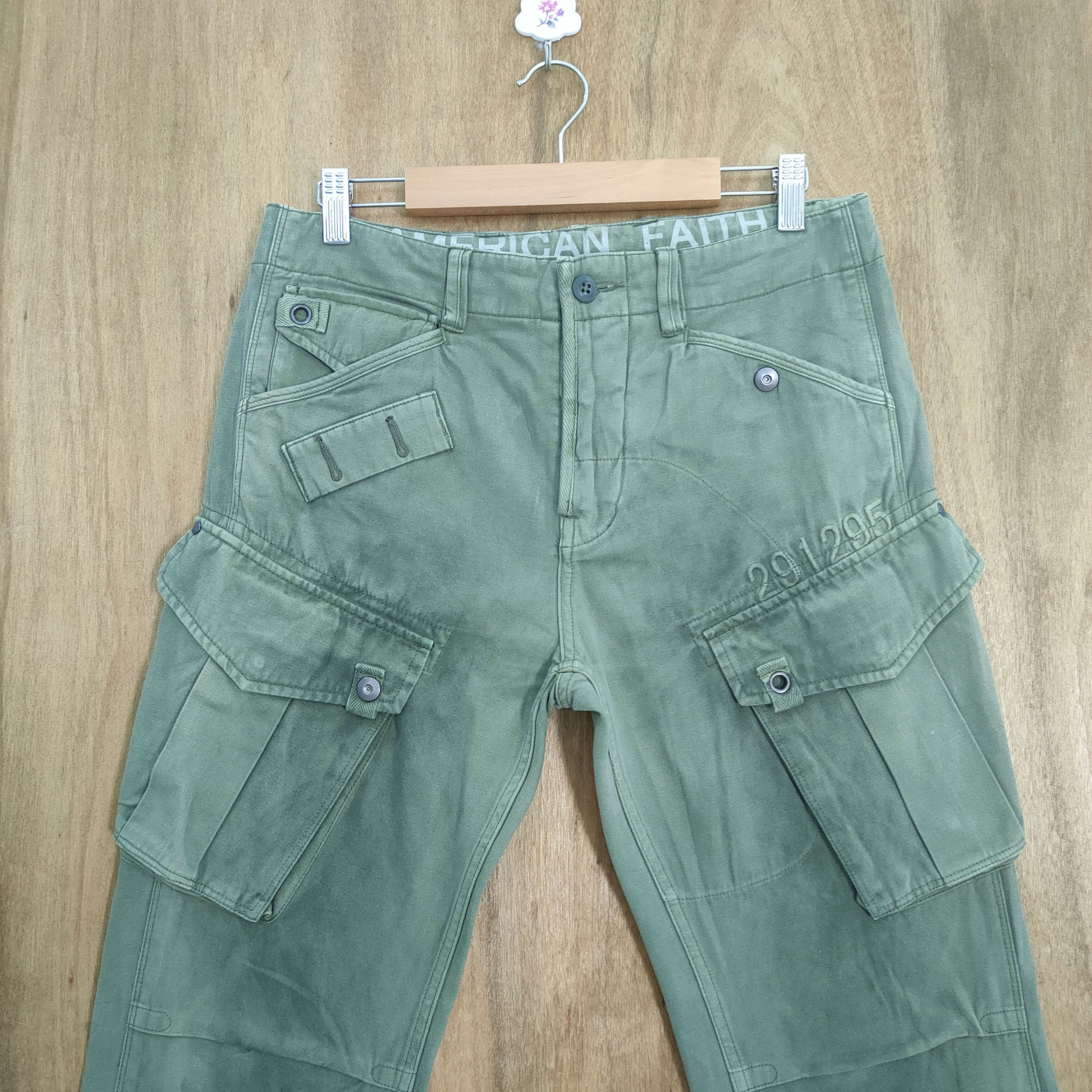 Japanese Brand RUSTY 💥 290125 HOMME GREEN FADED CARGO PANTS Size US 30 / EU 46 - 2 Thumbnail