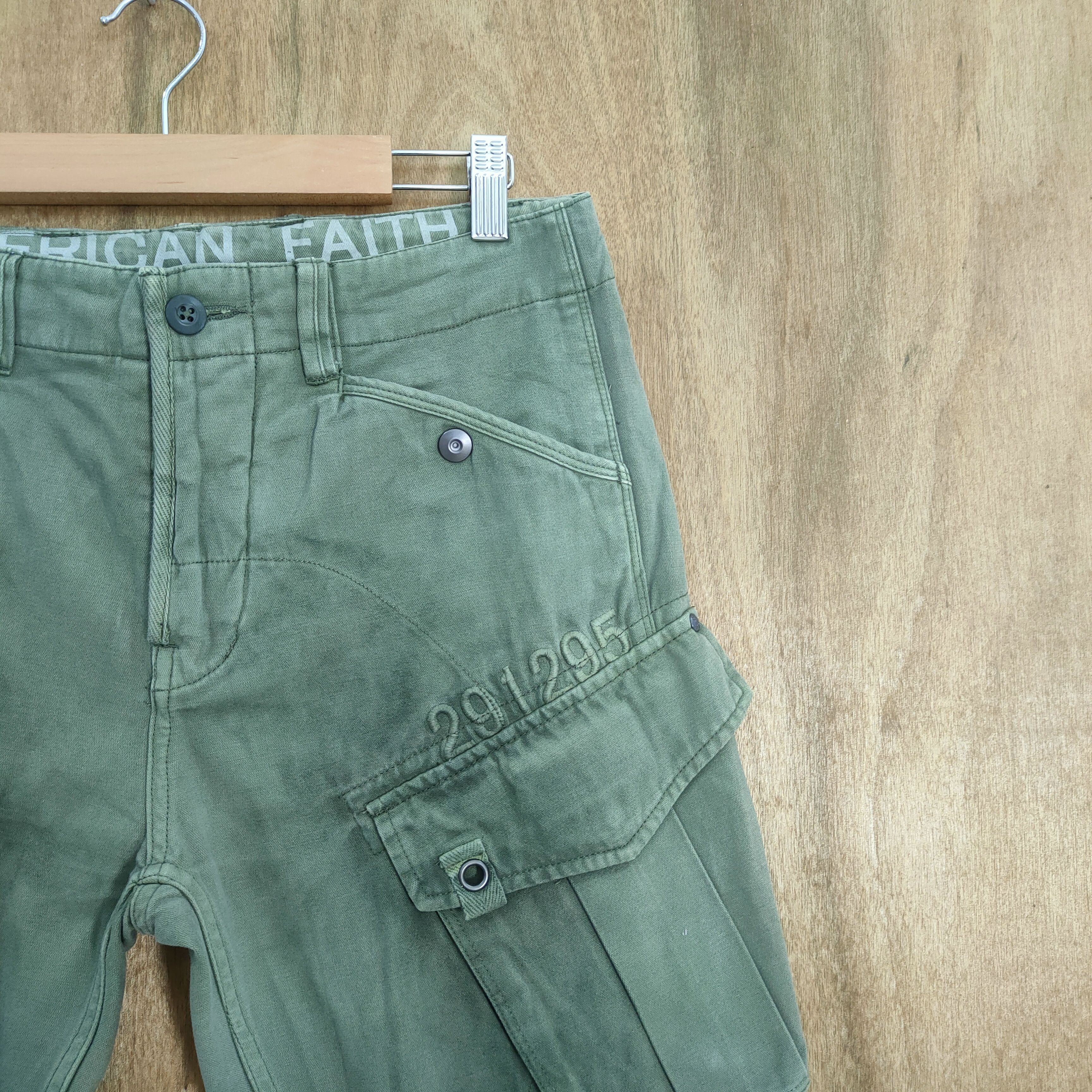 Japanese Brand RUSTY 💥 290125 HOMME GREEN FADED CARGO PANTS Size US 30 / EU 46 - 5 Thumbnail