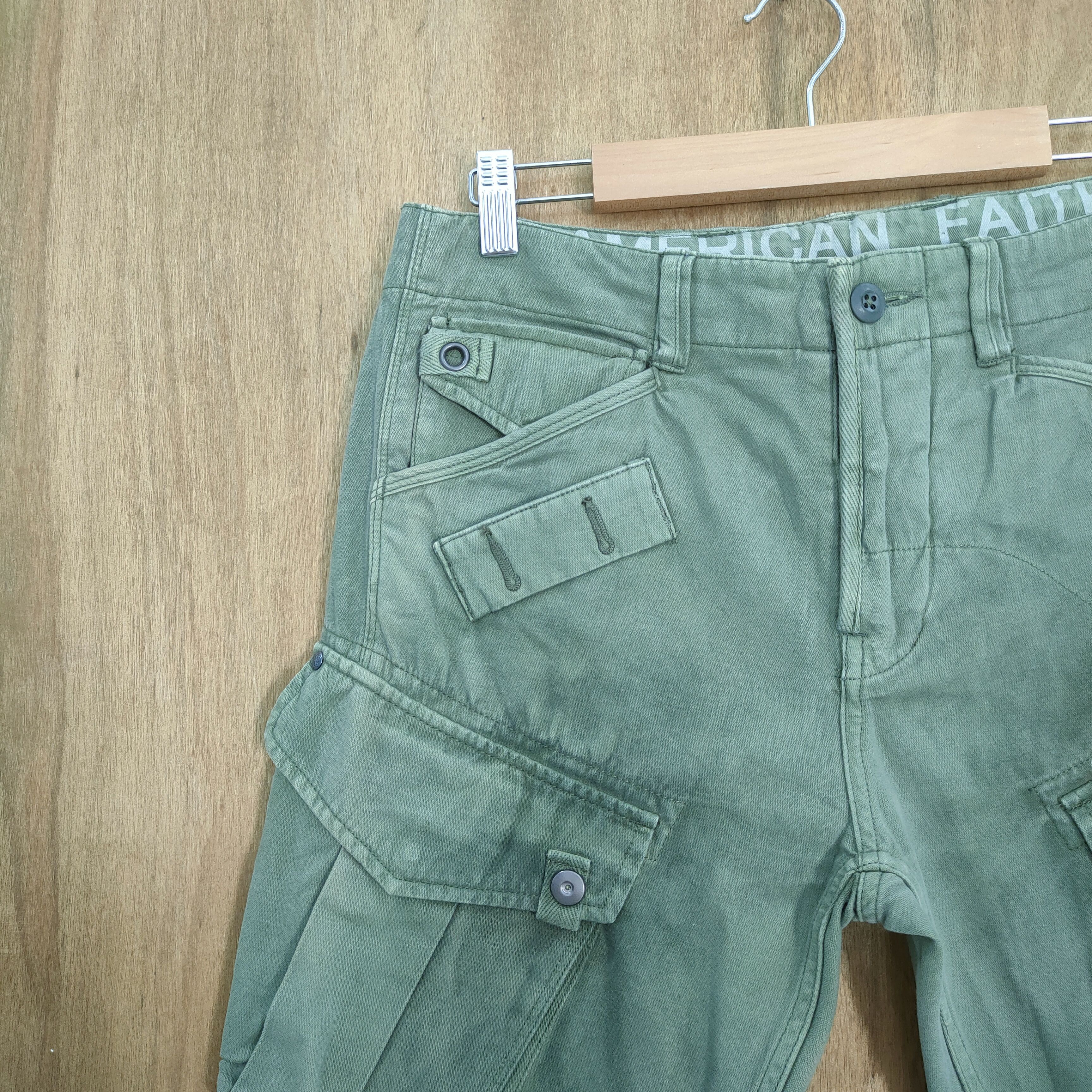 Japanese Brand RUSTY 💥 290125 HOMME GREEN FADED CARGO PANTS Size US 30 / EU 46 - 4 Thumbnail