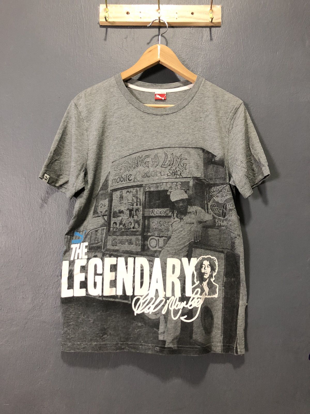 image of Vintage Puma X The Legendary Bob Marley Shirt in Grey, Men's (Size Small)