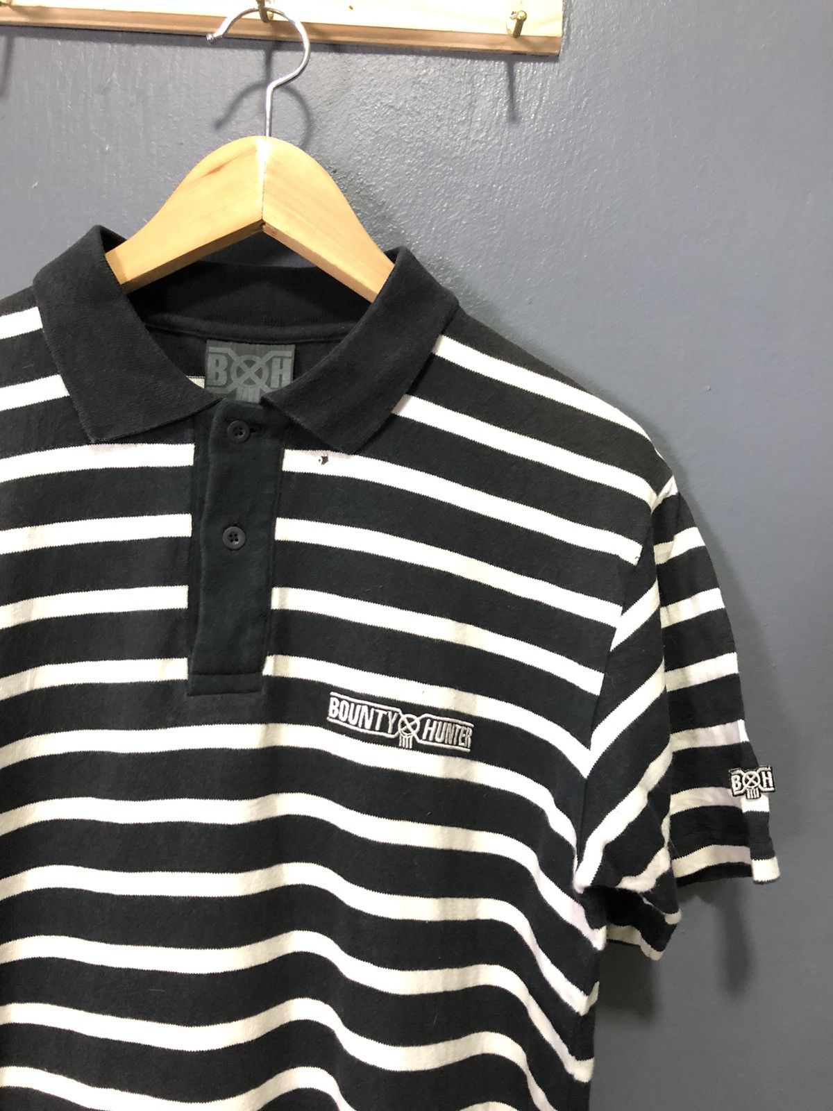 Bounty Hunter × Japanese Brand × Vintage VINTAGE BOUNTY HUNTER DISTRESSED STRIPE POLO SHIRT Size US M / EU 48-50 / 2 - 1 Thumbnail