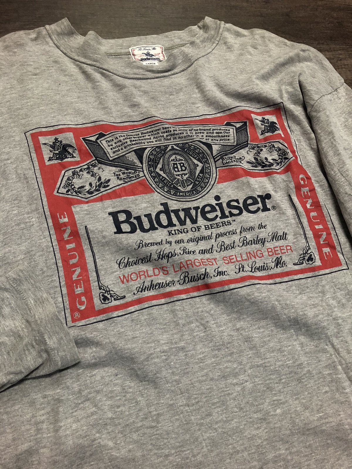 Budweiser × Vintage Vintage Budweiser King Of Beers Long Sleeve Size US L / EU 52-54 / 3 - 11 Thumbnail