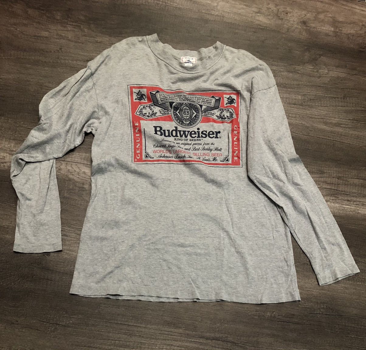 Budweiser × Vintage Vintage Budweiser King Of Beers Long Sleeve Size US L / EU 52-54 / 3 - 8 Thumbnail