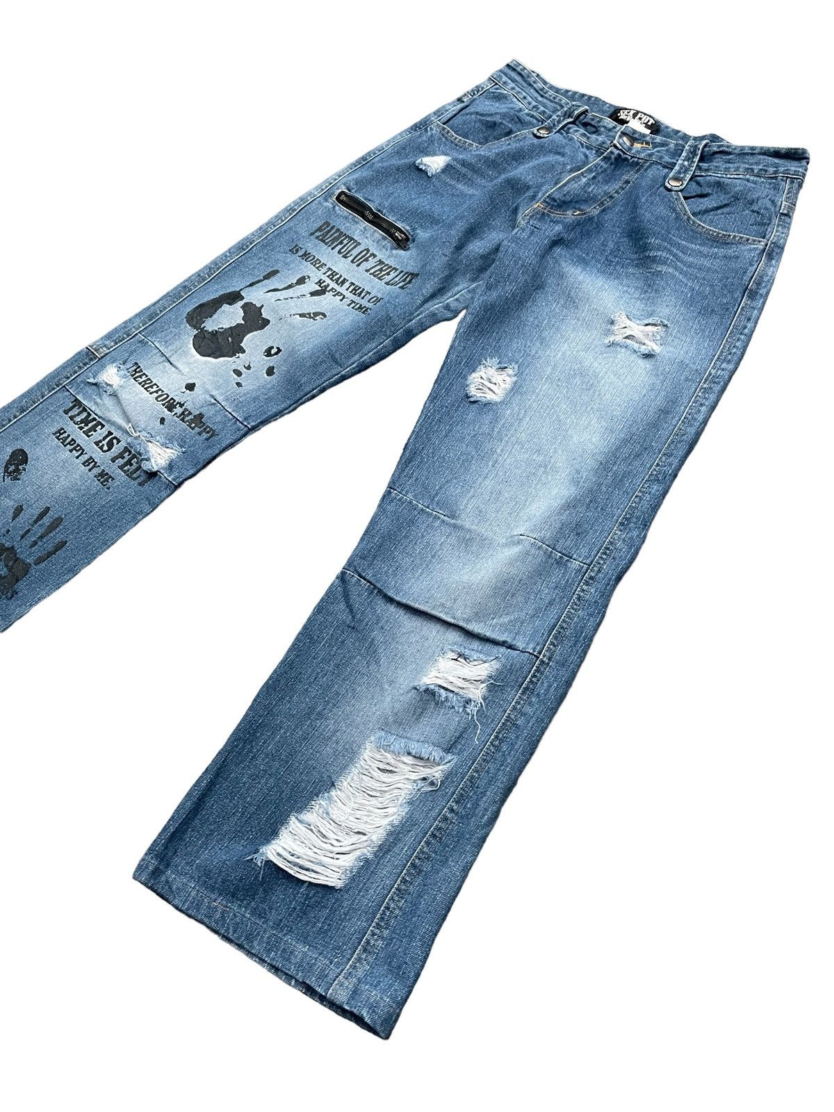 Japanese Brand Sex Pot Revenge Distresed Painted Denim Size US 32 / EU 48 - 3 Thumbnail