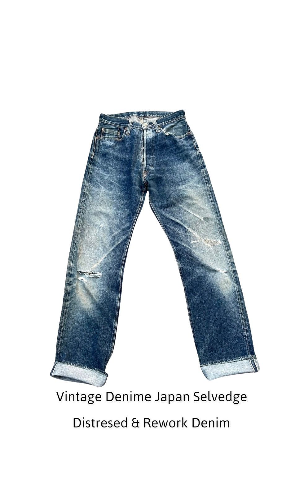 Denime × Vintage Vintage Denime Orizzonti Selvedge Distresed & Rework Size US 29 - 1 Thumbnail