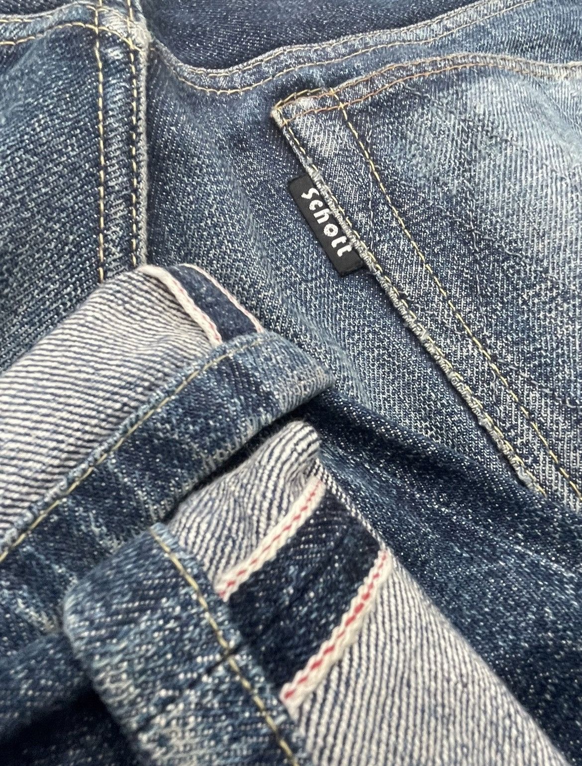 Schott Schott Perfecto Vintage Aging Selvedge Distressed Denim Size US 35 - 15 Thumbnail