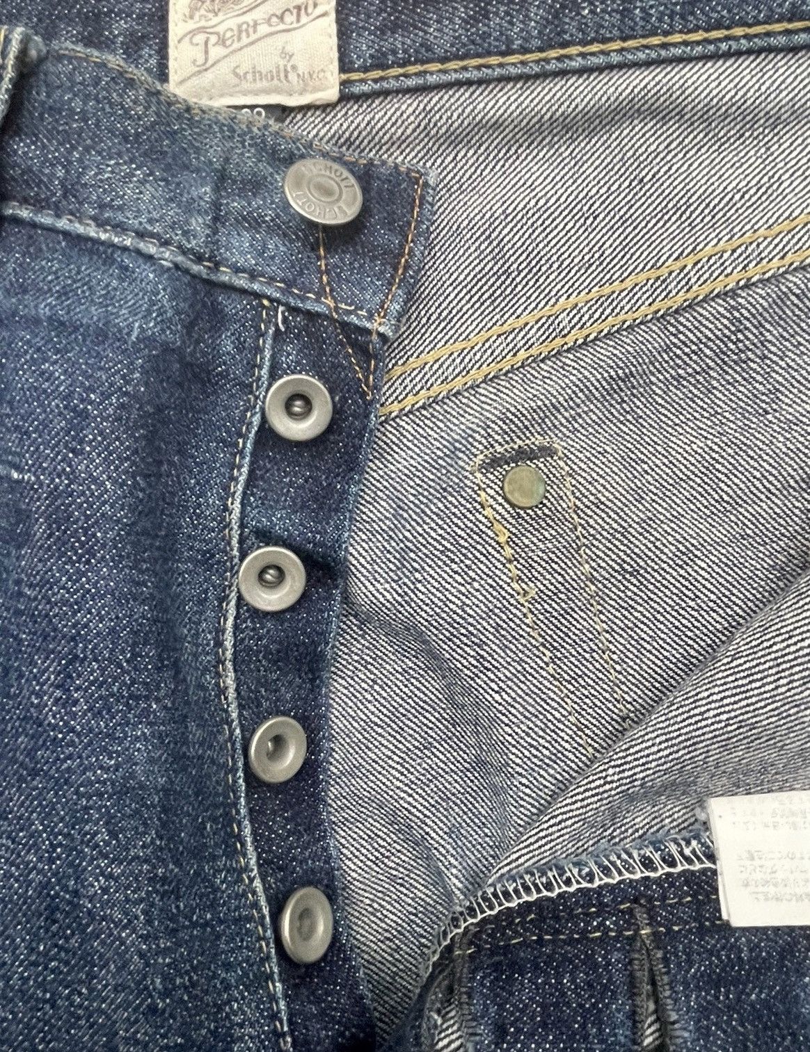Schott Schott Perfecto Vintage Aging Selvedge Distressed Denim Size US 35 - 23 Thumbnail