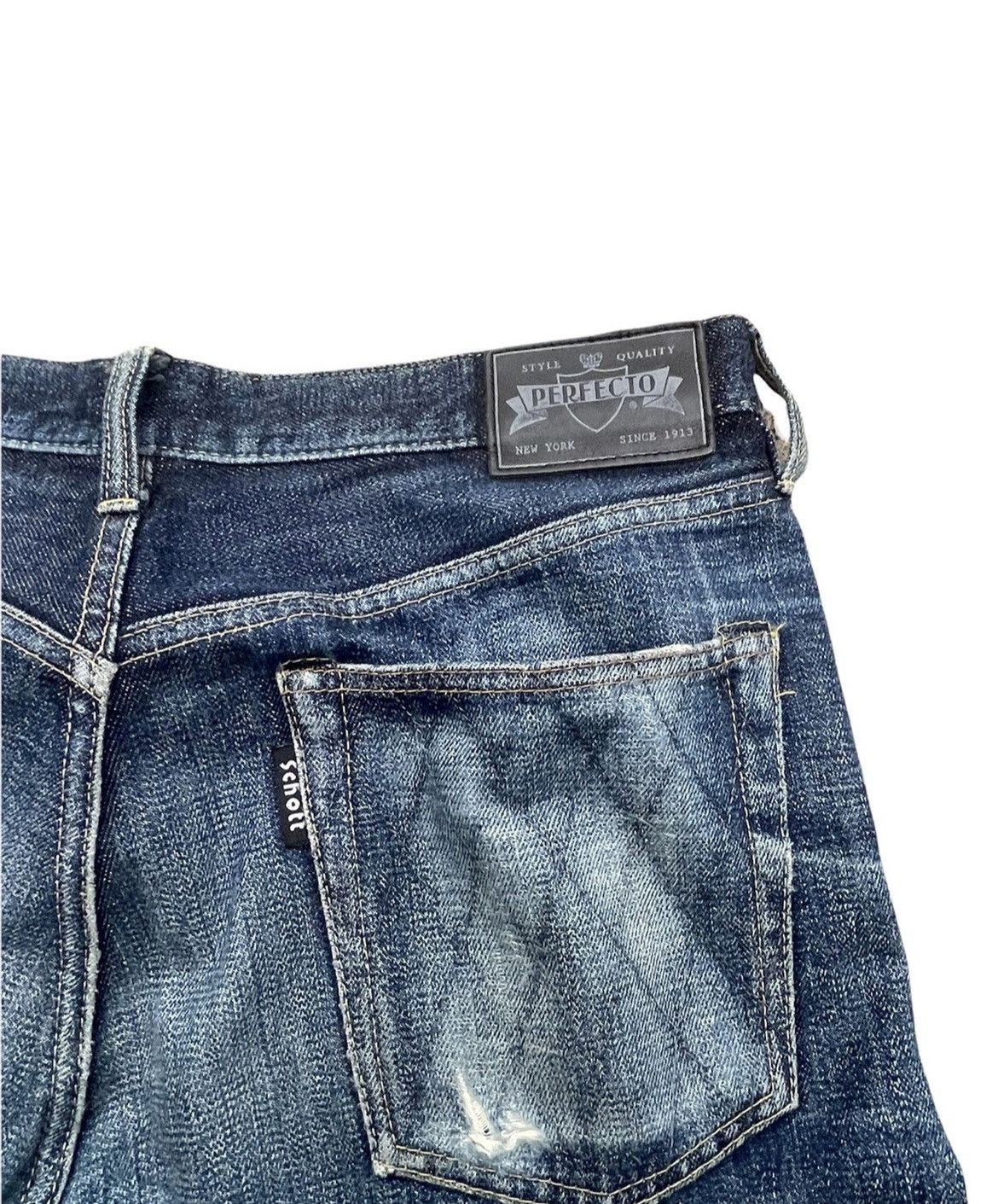 Schott Schott Perfecto Vintage Aging Selvedge Distressed Denim Size US 35 - 14 Thumbnail