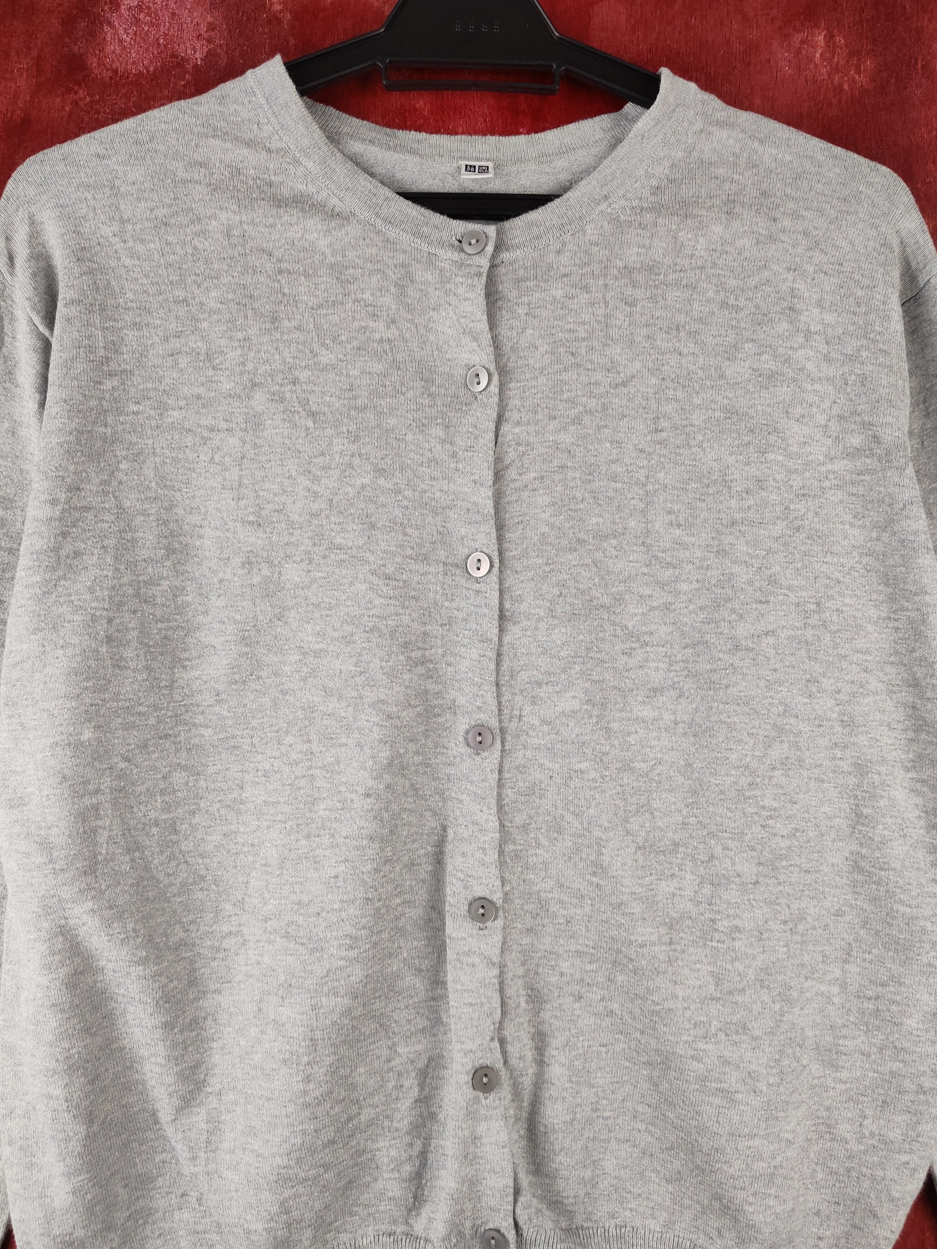 Japanese Brand × Uniqlo Uniqlo Gray Knitwear Cardigan thin japan vintage #S1233 Size L / US 10 / IT 46 - 2 Thumbnail