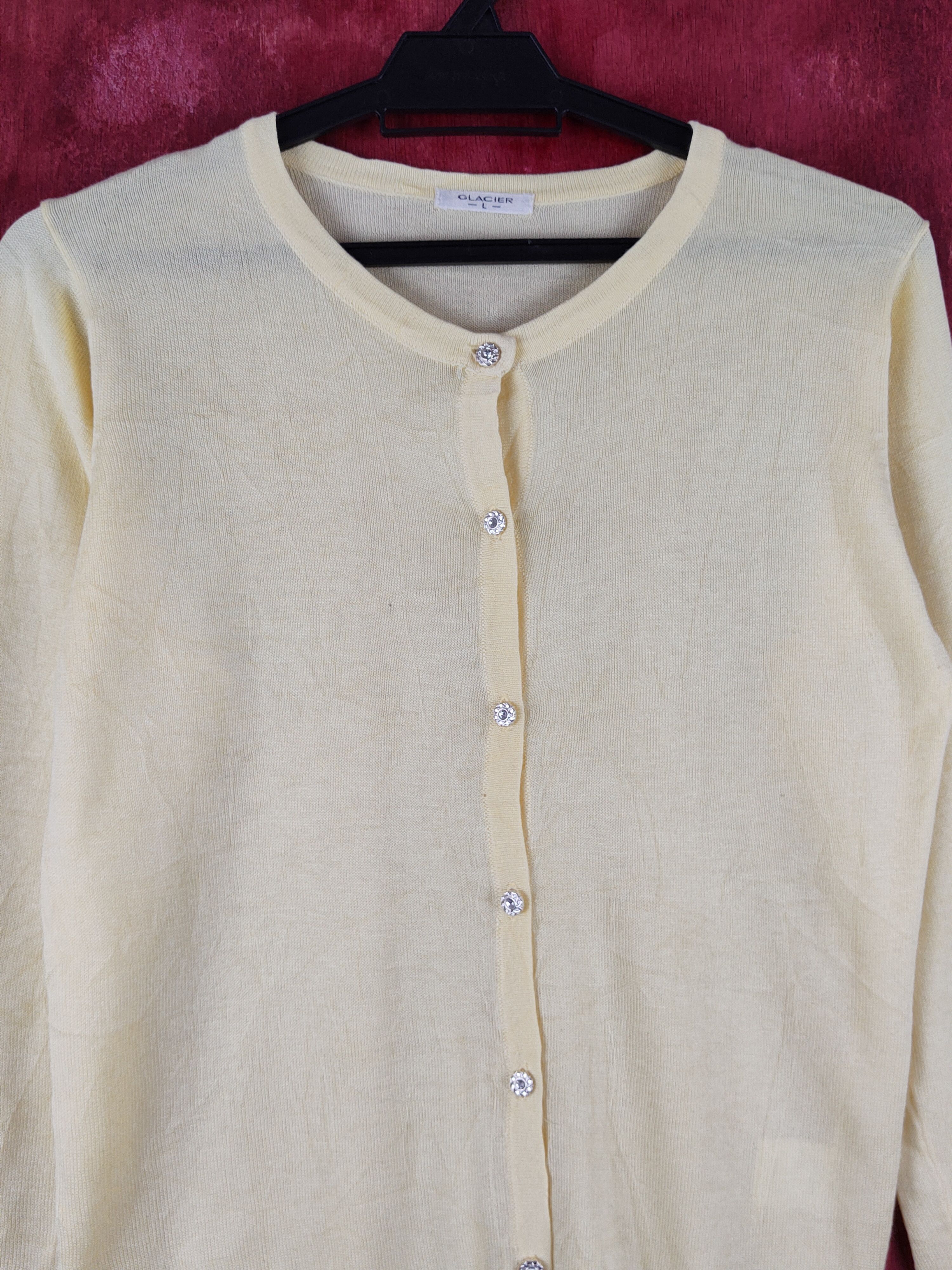 Japanese Brand Glacier Yellow Knitwear Cardigan thin japan vintage #S1223 Size M / US 6-8 / IT 42-44 - 2 Thumbnail