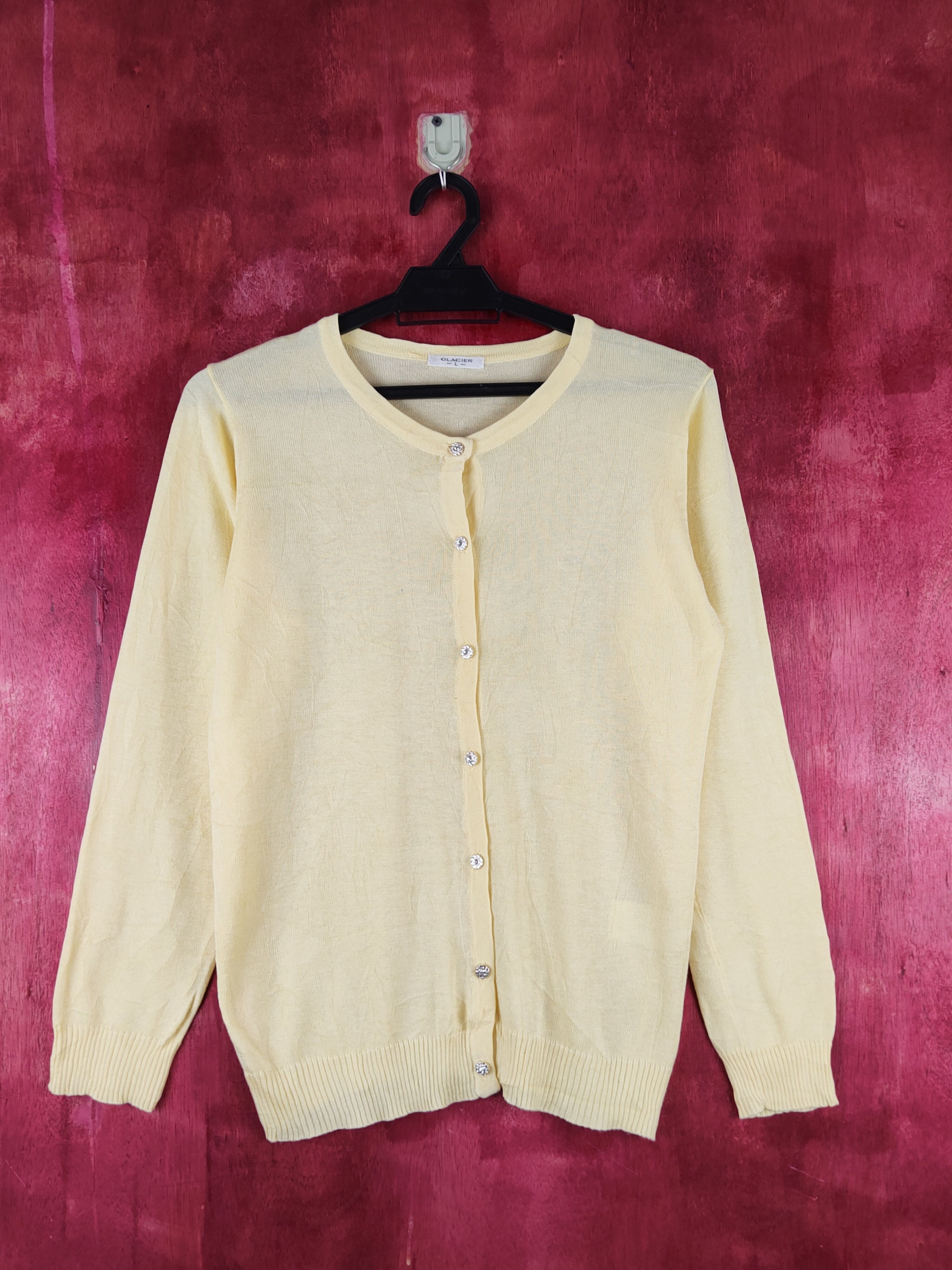 Japanese Brand Glacier Yellow Knitwear Cardigan thin japan vintage #S1223 Size M / US 6-8 / IT 42-44 - 1 Thumbnail