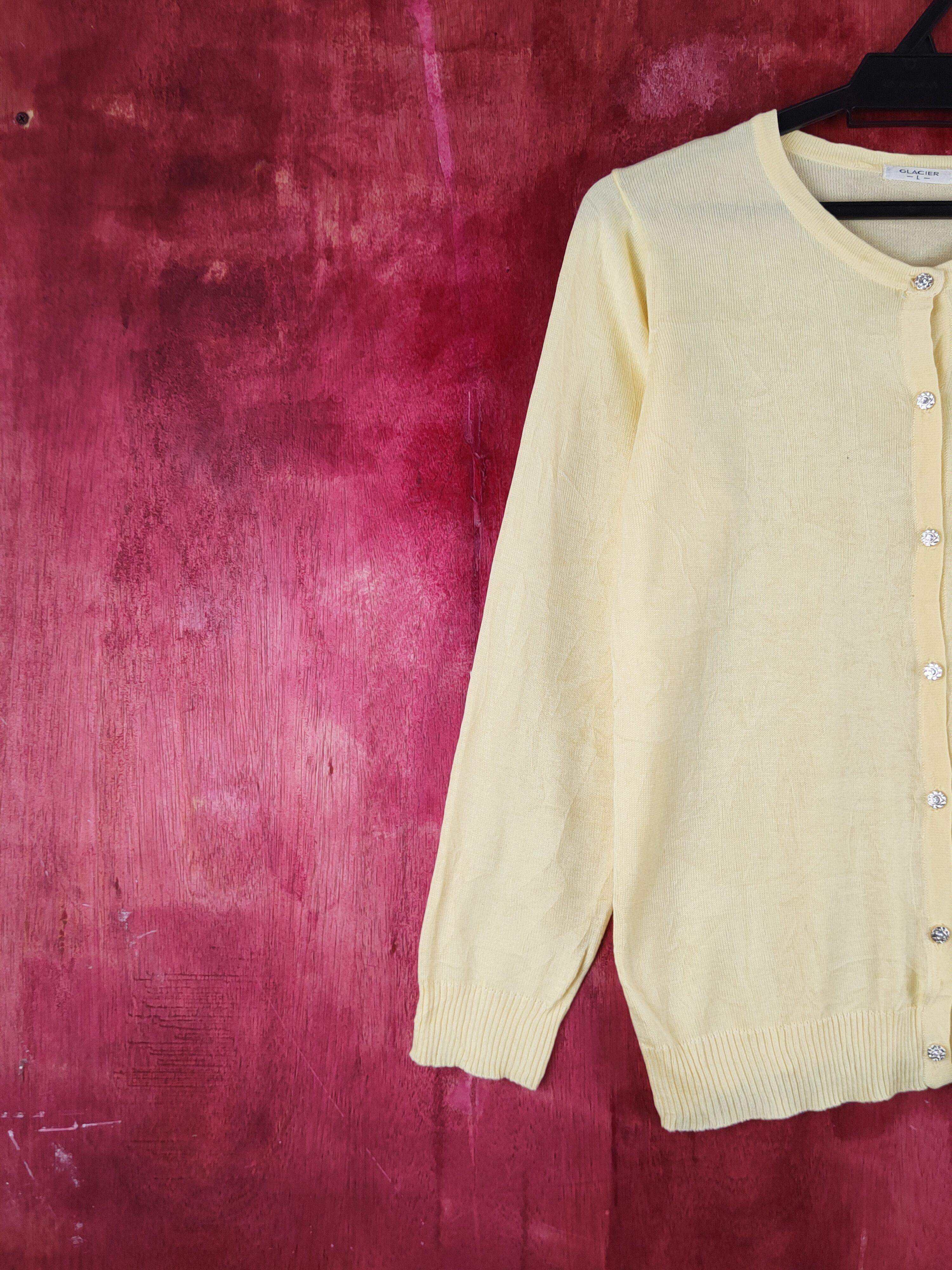 Japanese Brand Glacier Yellow Knitwear Cardigan thin japan vintage #S1223 Size M / US 6-8 / IT 42-44 - 3 Thumbnail