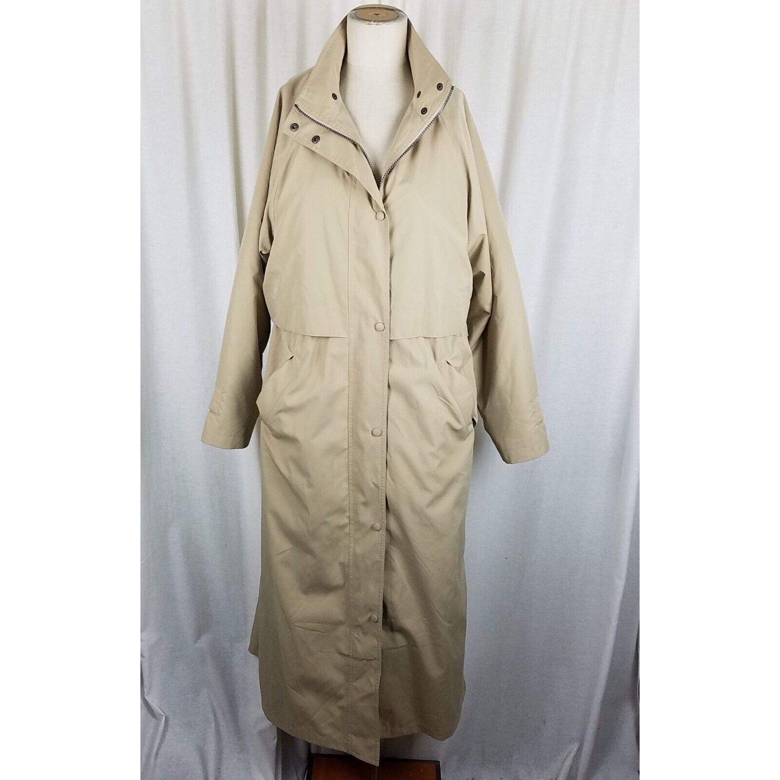 LL Bean Plaid Wool Blanket Lined Long Maxi Trench Coat M
