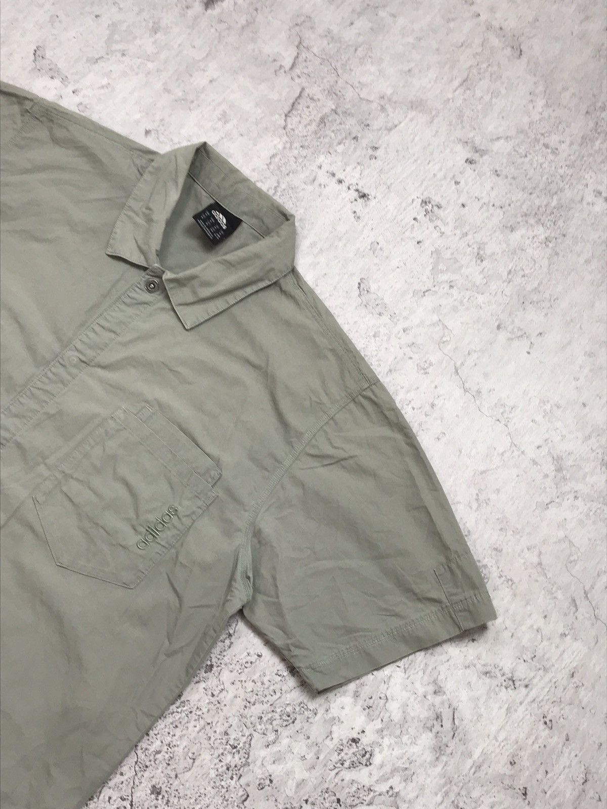 Adidas × Vintage Vintage Mans Adidas Short Shirts Button Up Big Logo On Back Size US XL / EU 56 / 4 - 6 Thumbnail