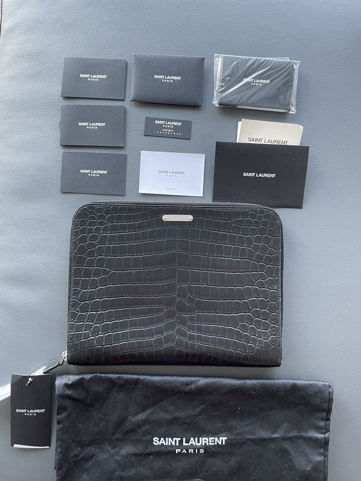 Rare Super Limited Runway Croc Embossed Leather Pouch Bag