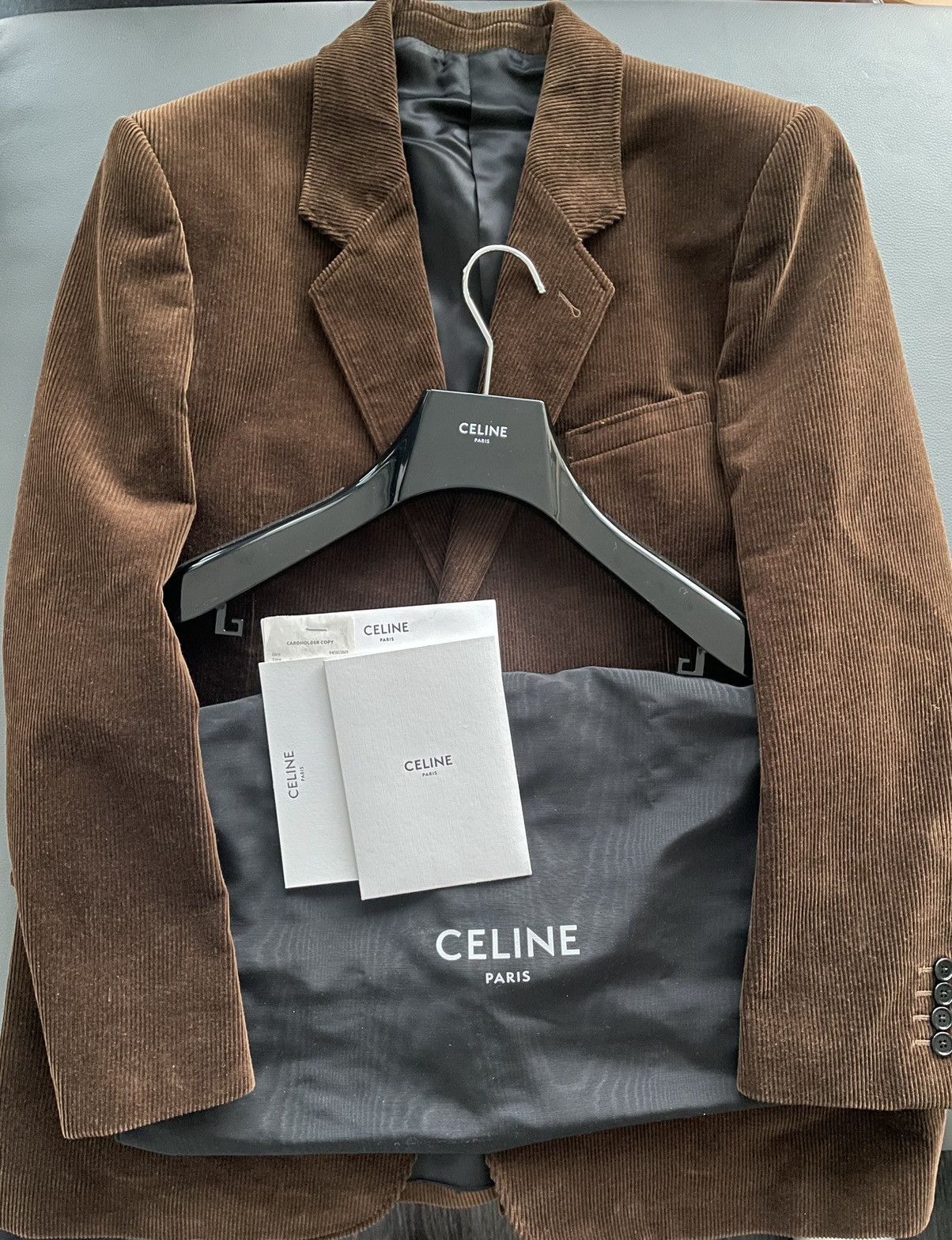 Celine × Hedi Slimane $3,500+ Rare Super Runway Hedi Slimane Corduroy Blazer Size 48R - 10 Thumbnail