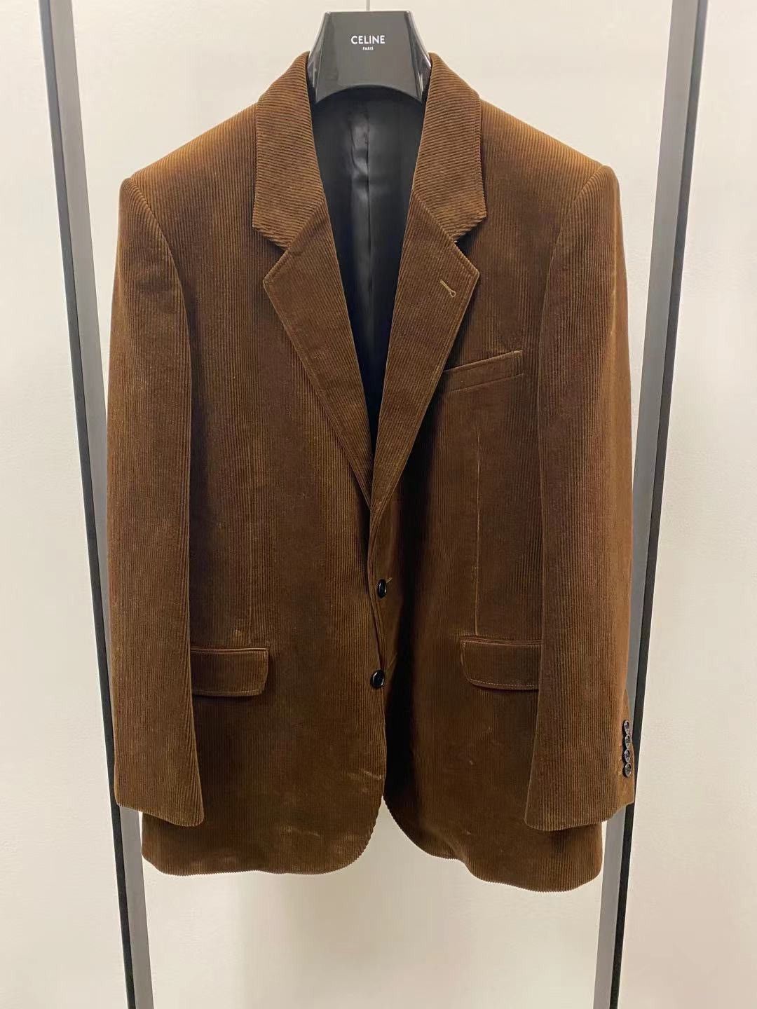 Celine × Hedi Slimane $3,500+ Rare Super Runway Hedi Slimane Corduroy Blazer Size 48R - 4 Thumbnail